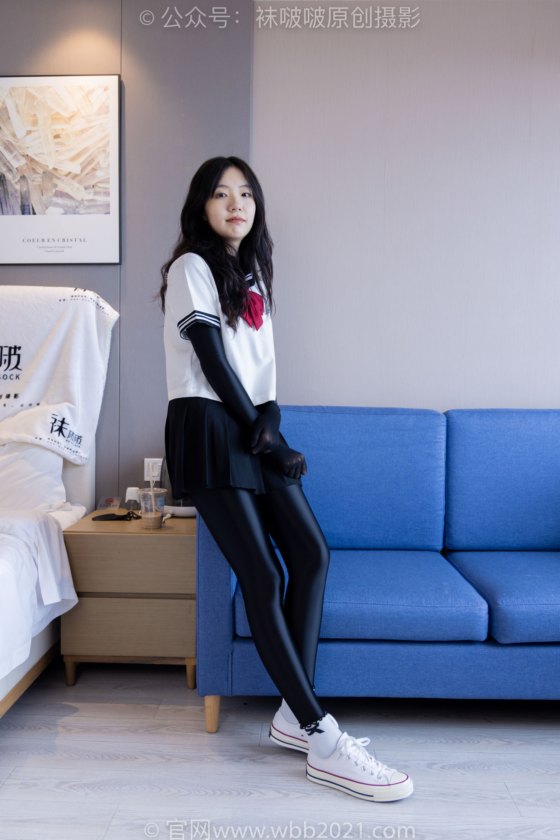 BoBoSocks袜啵啵 No.513 小甜豆 帆布鞋、白棉袜、厚黑丝五指袜、黑丝手套/(140P)