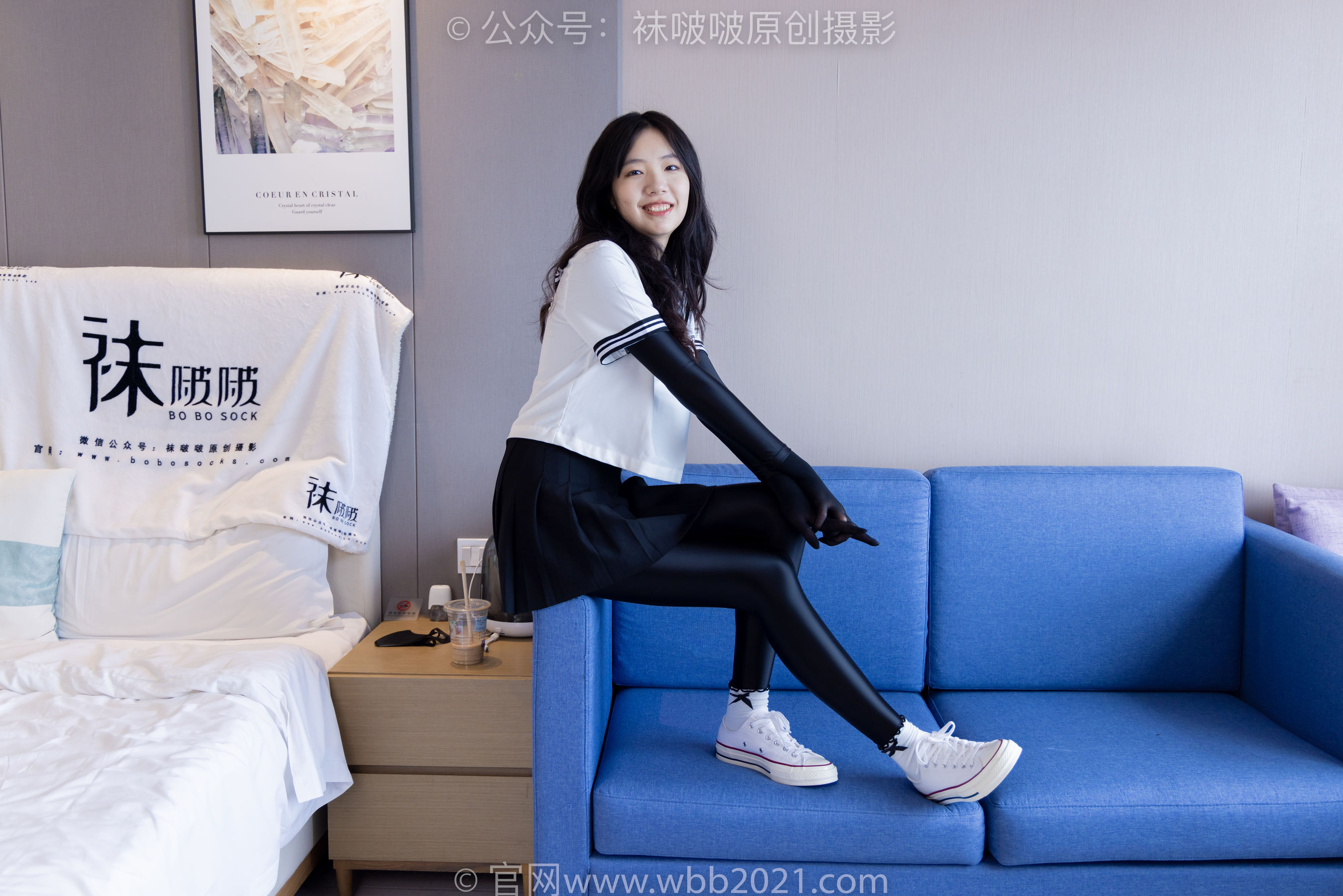 BoBoSocks袜啵啵 No.513 小甜豆 帆布鞋、白棉袜、厚黑丝五指袜、黑丝手套/(140P)