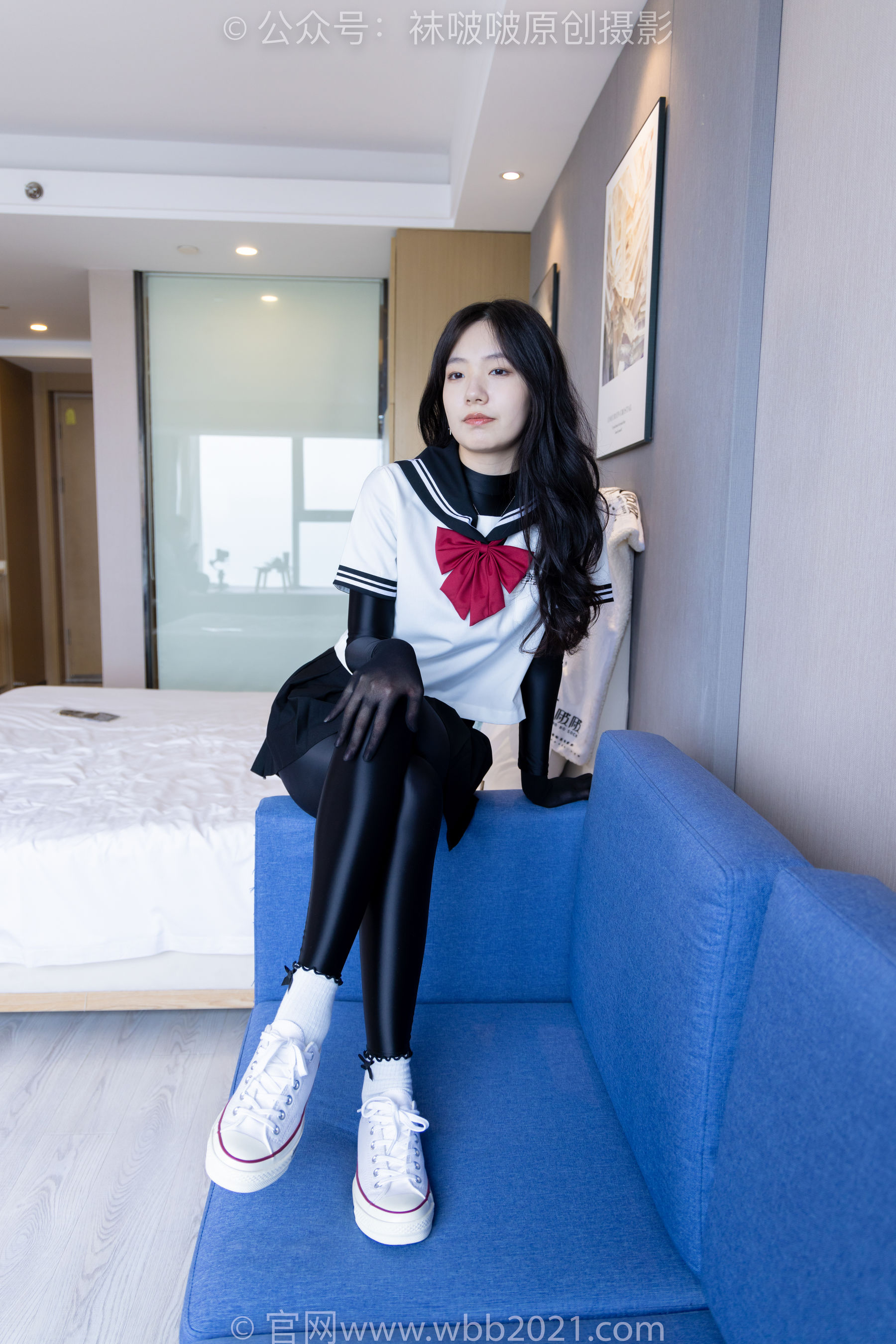 BoBoSocks袜啵啵 No.513 小甜豆 帆布鞋、白棉袜、厚黑丝五指袜、黑丝手套/(140P)