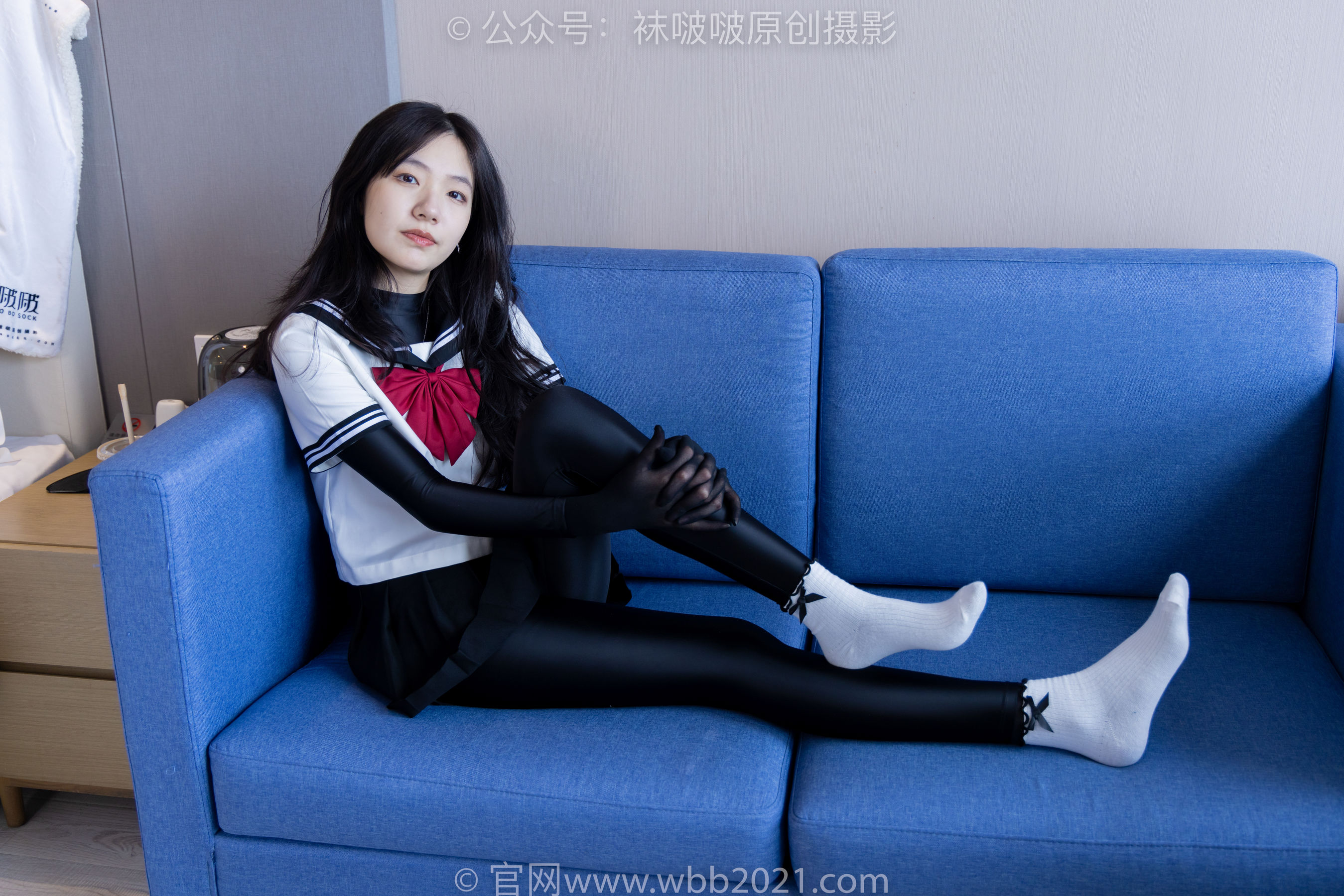 BoBoSocks袜啵啵 No.513 小甜豆 帆布鞋、白棉袜、厚黑丝五指袜、黑丝手套/(140P)