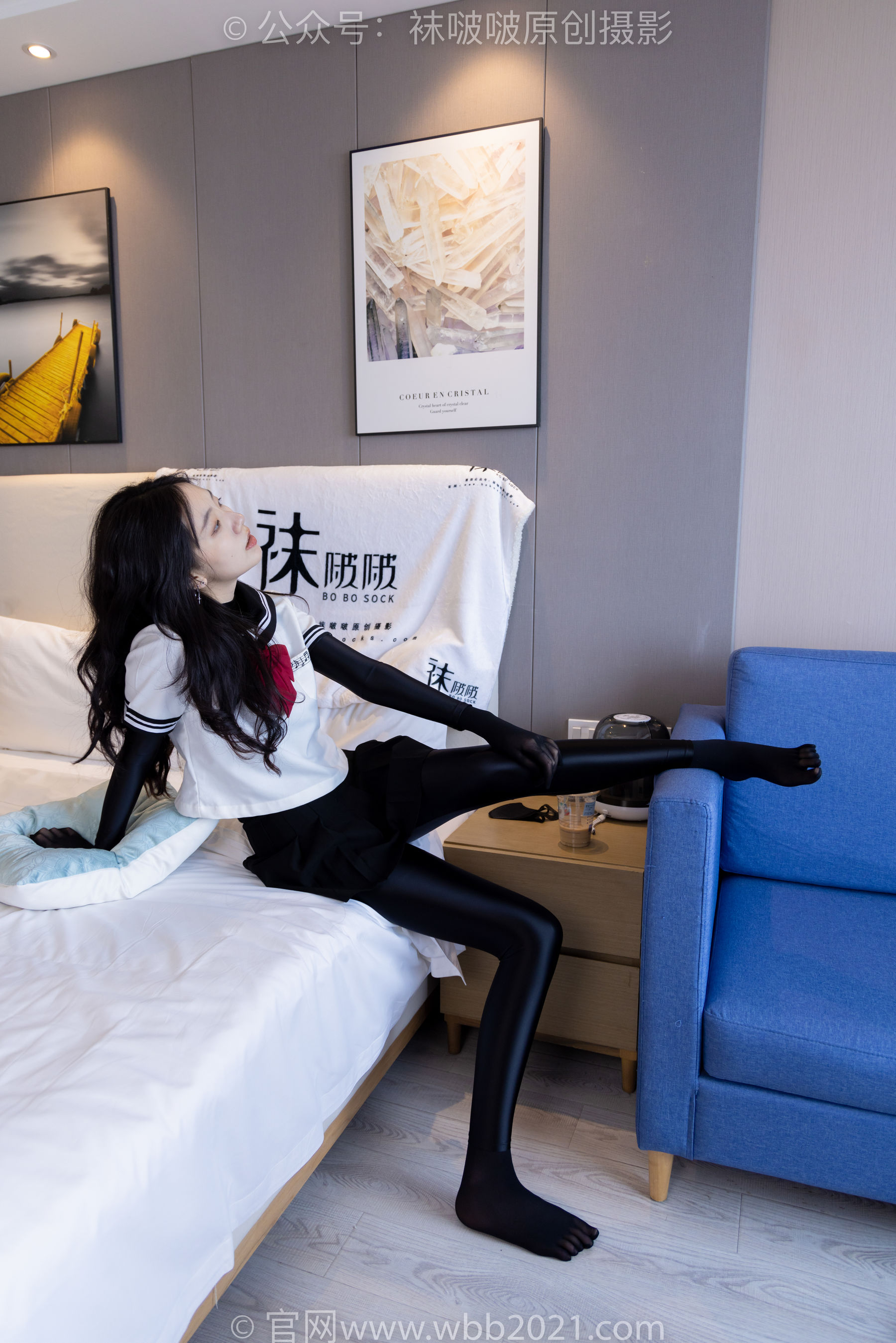 BoBoSocks袜啵啵 No.513 小甜豆 帆布鞋、白棉袜、厚黑丝五指袜、黑丝手套/(140P)