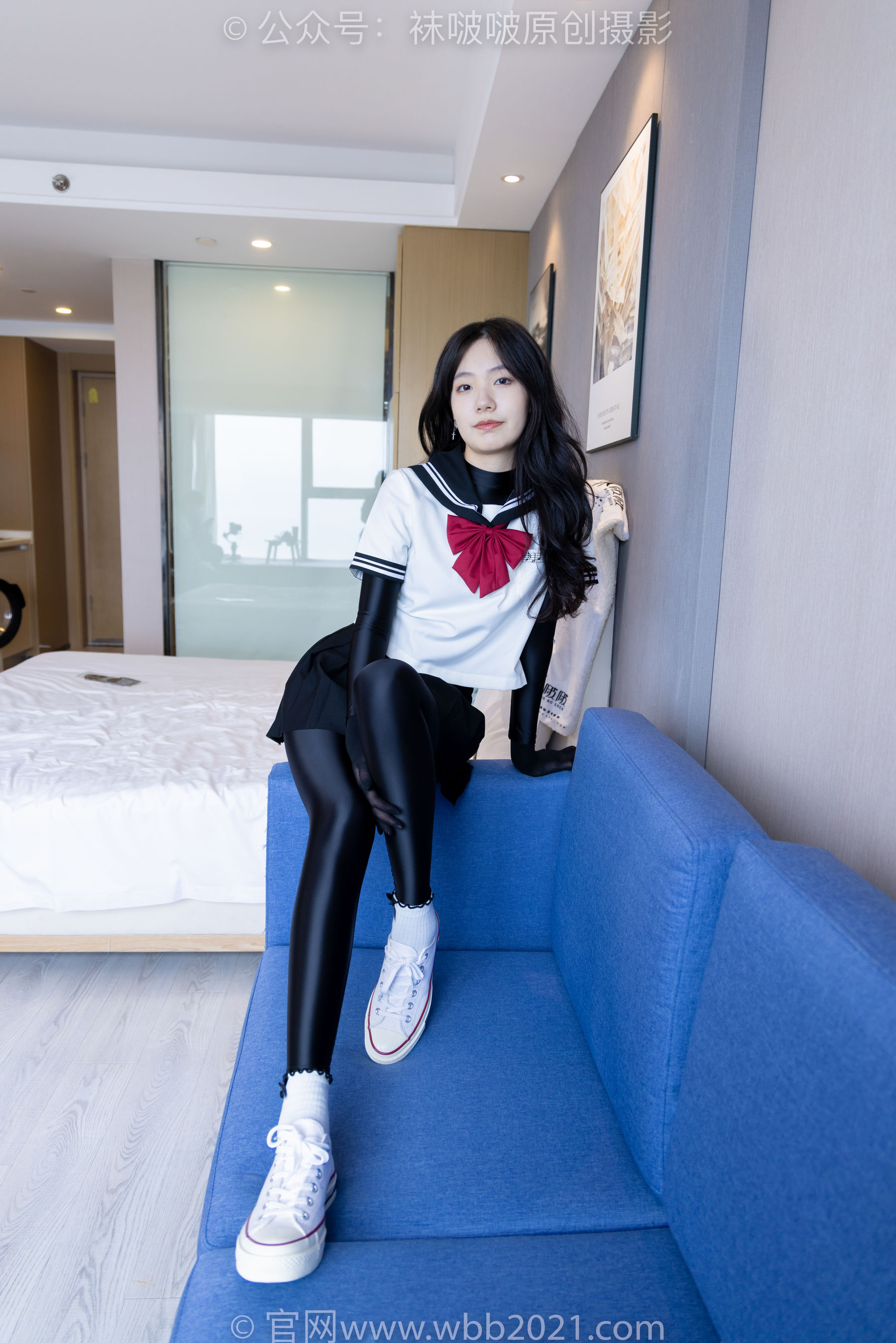 BoBoSocks袜啵啵 No.513 小甜豆 帆布鞋、白棉袜、厚黑丝五指袜、黑丝手套/(140P)