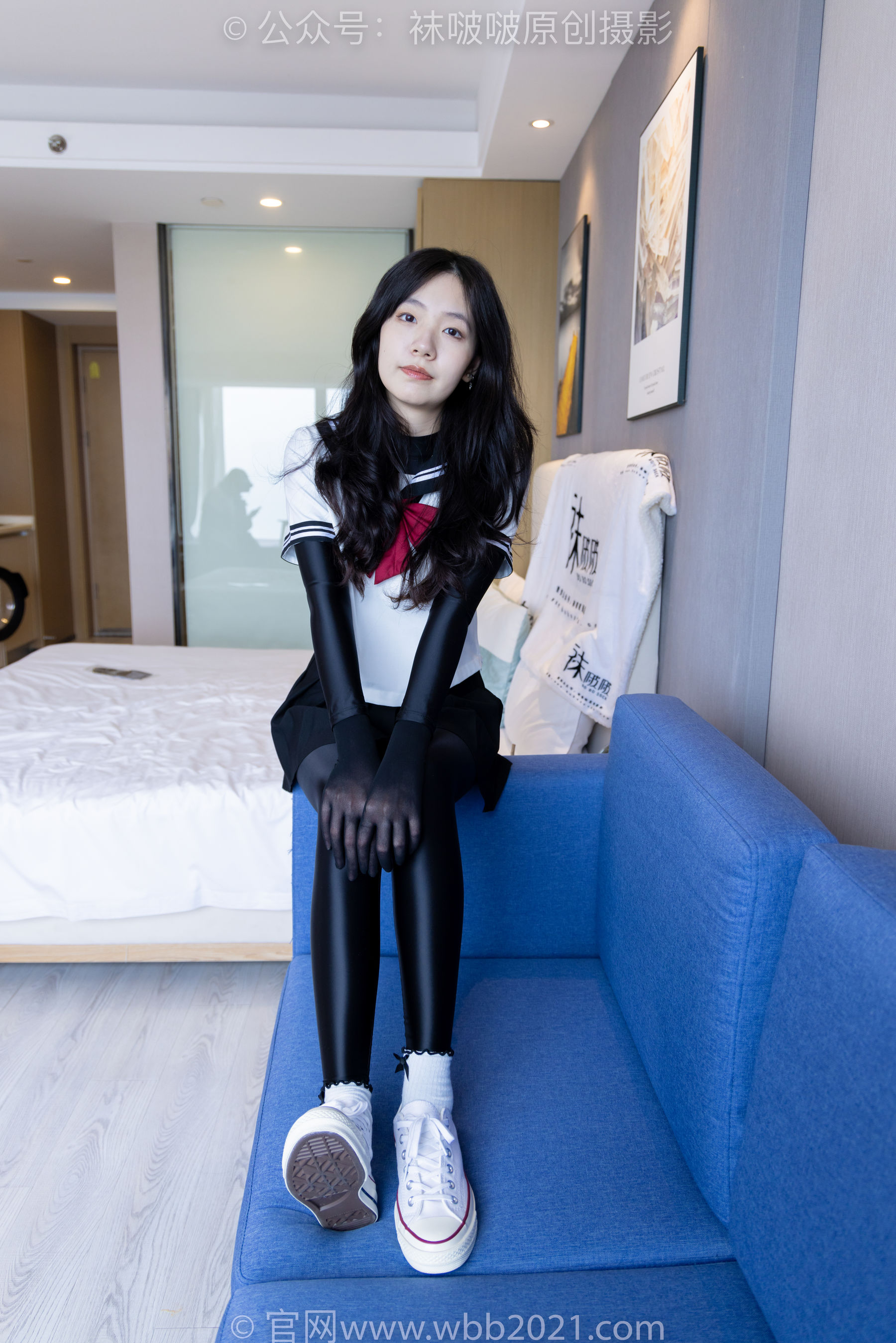 BoBoSocks袜啵啵 No.513 小甜豆 帆布鞋、白棉袜、厚黑丝五指袜、黑丝手套/(140P)