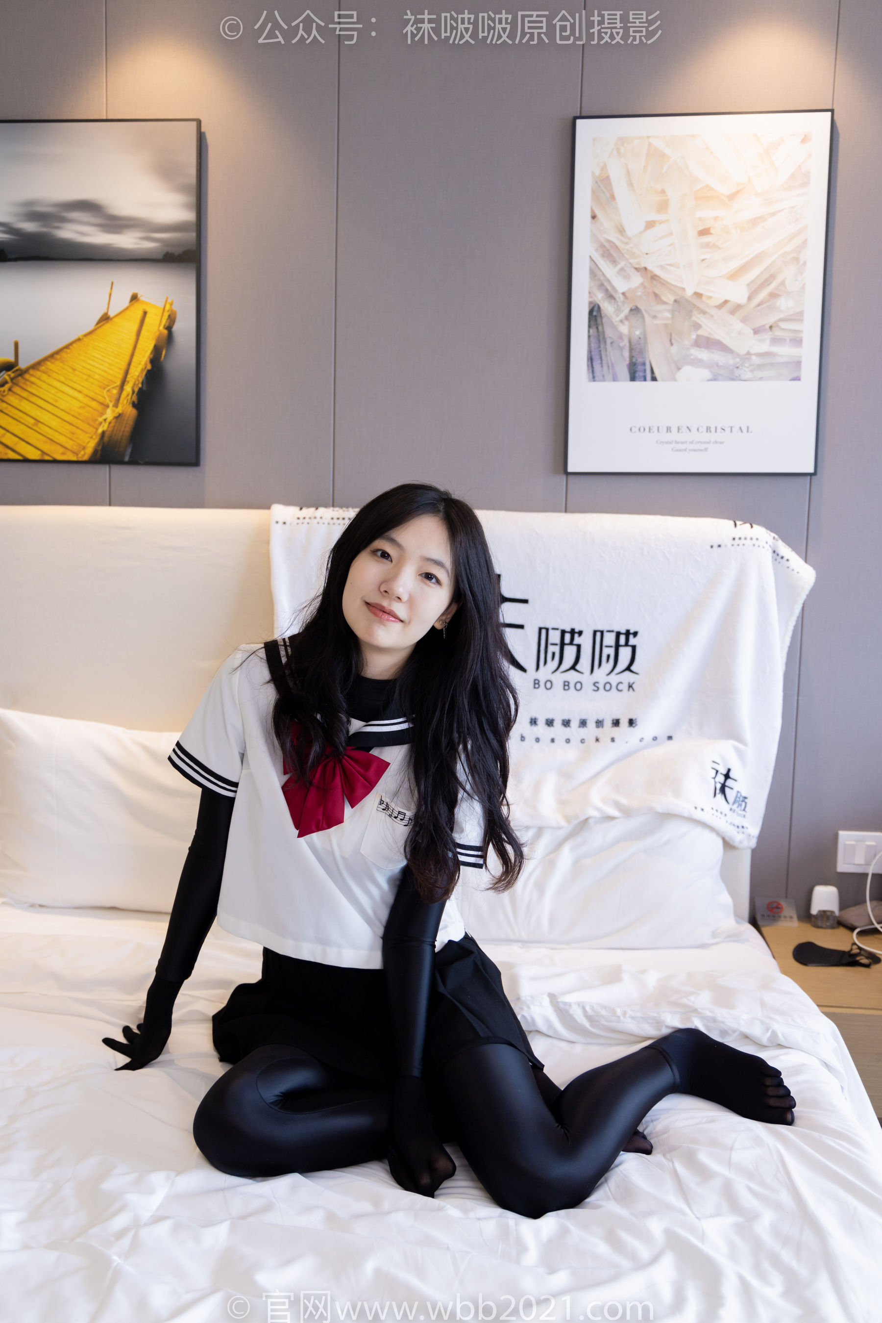 BoBoSocks袜啵啵 No.513 小甜豆 帆布鞋、白棉袜、厚黑丝五指袜、黑丝手套/(140P)