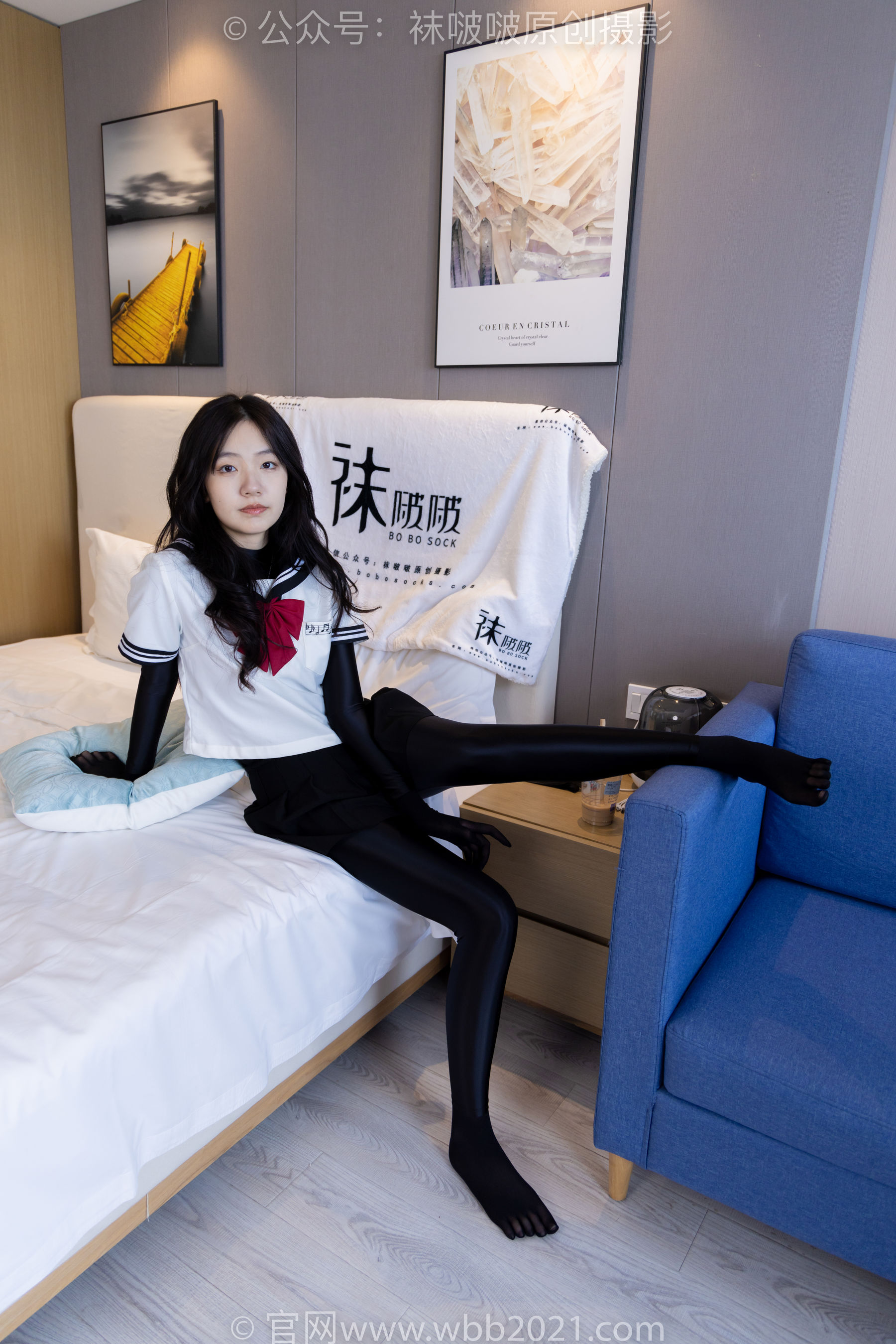 BoBoSocks袜啵啵 No.513 小甜豆 帆布鞋、白棉袜、厚黑丝五指袜、黑丝手套/(140P)