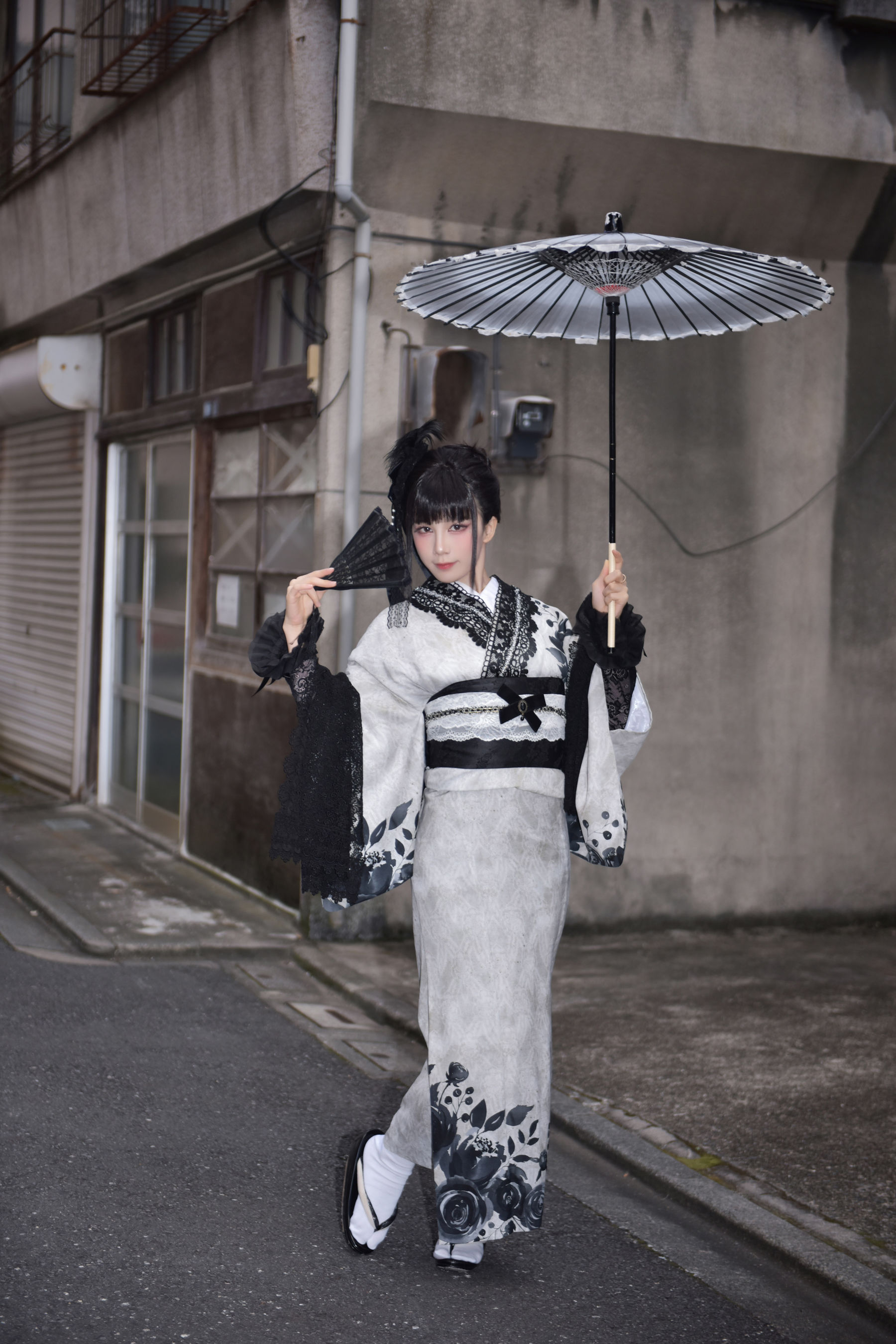 动漫博主 水淼aqua - Black Lace Kimono&Lingerie/(69P)