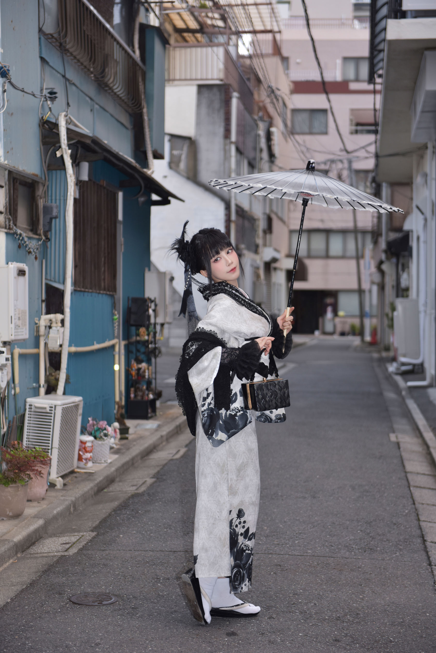 动漫博主 水淼aqua - Black Lace Kimono&Lingerie/(69P)