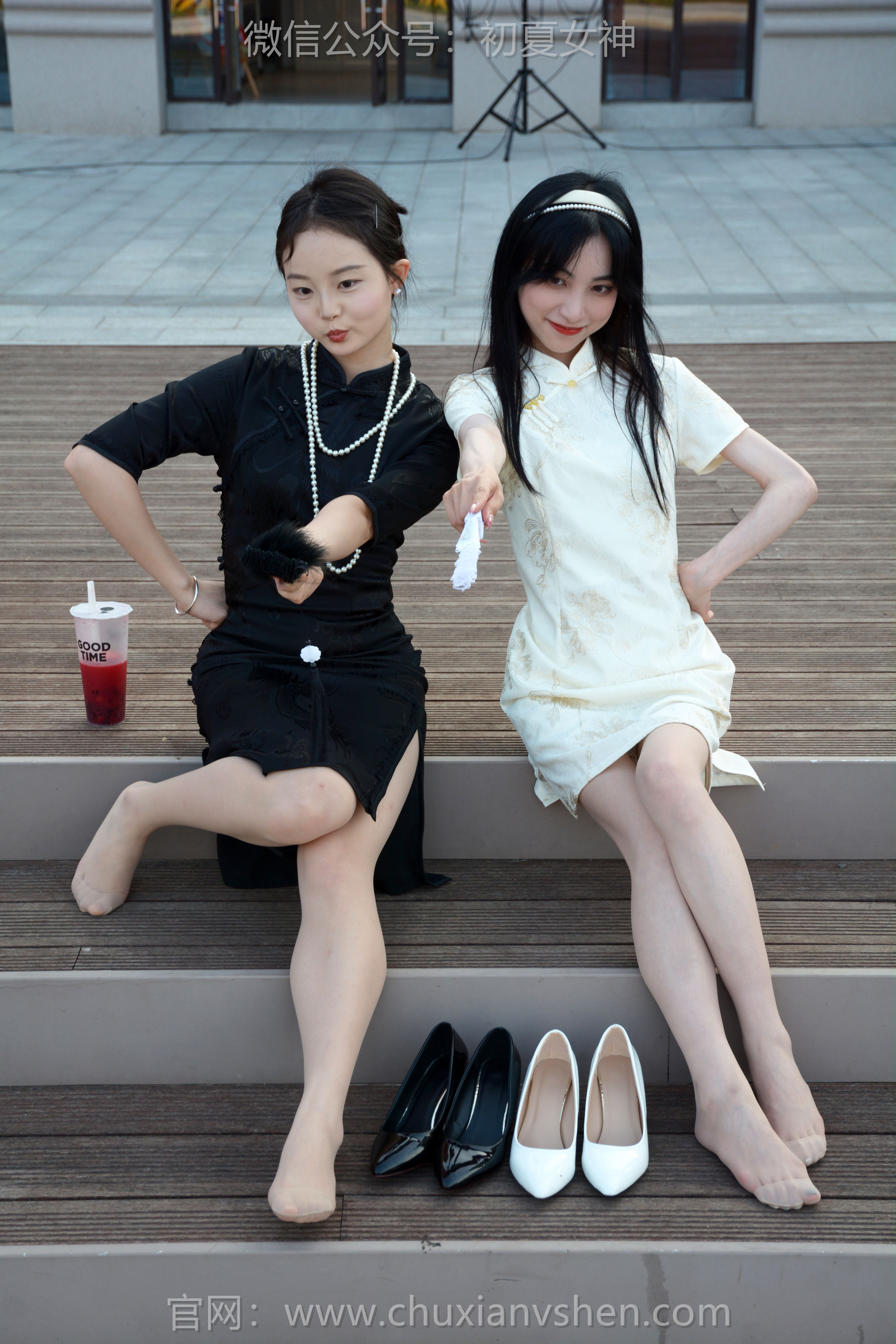 初夏女神 No.279 柒柒&双双 黑白旗袍/(140P)