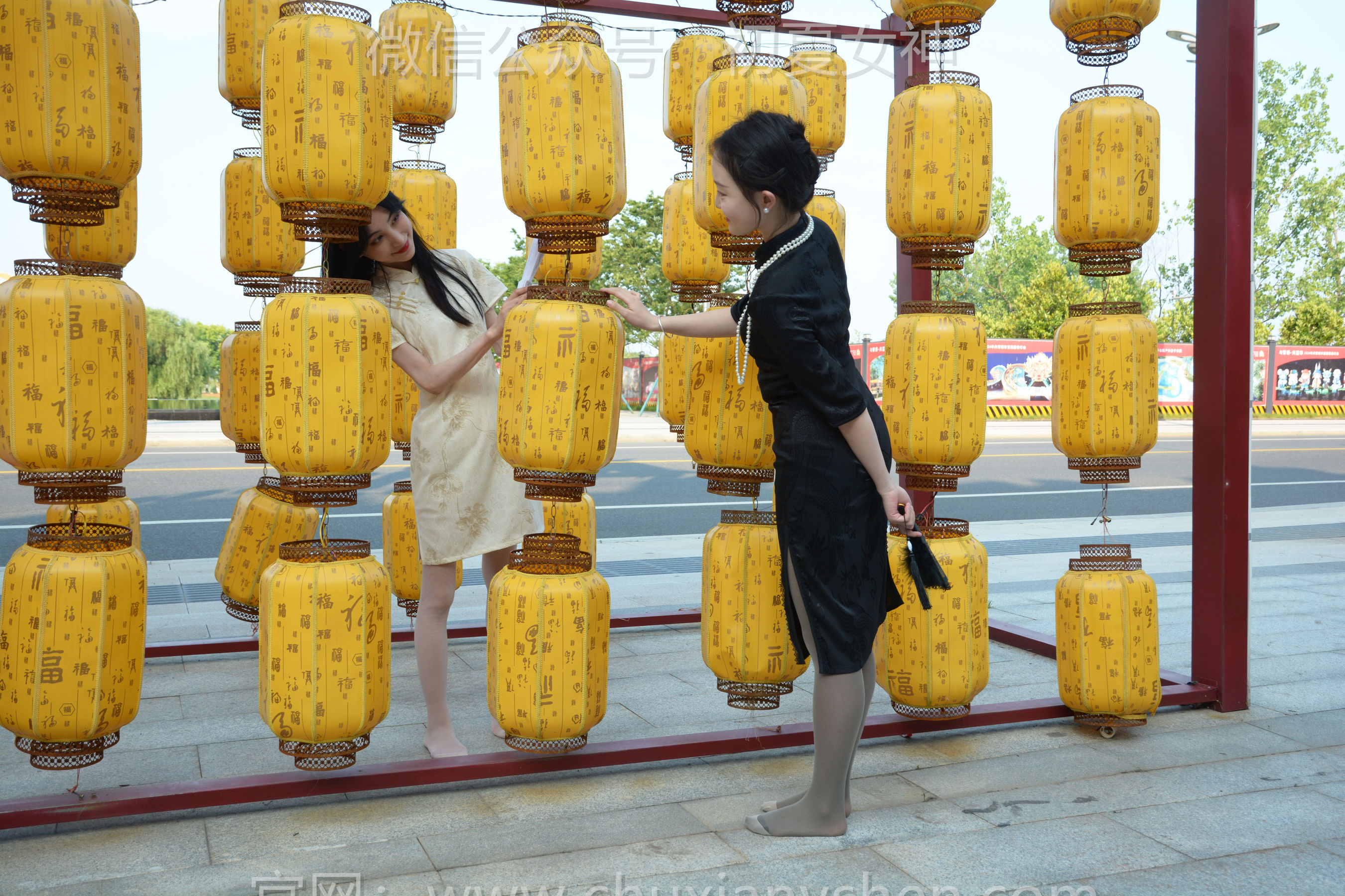 初夏女神 No.279 柒柒&双双 黑白旗袍/(140P)