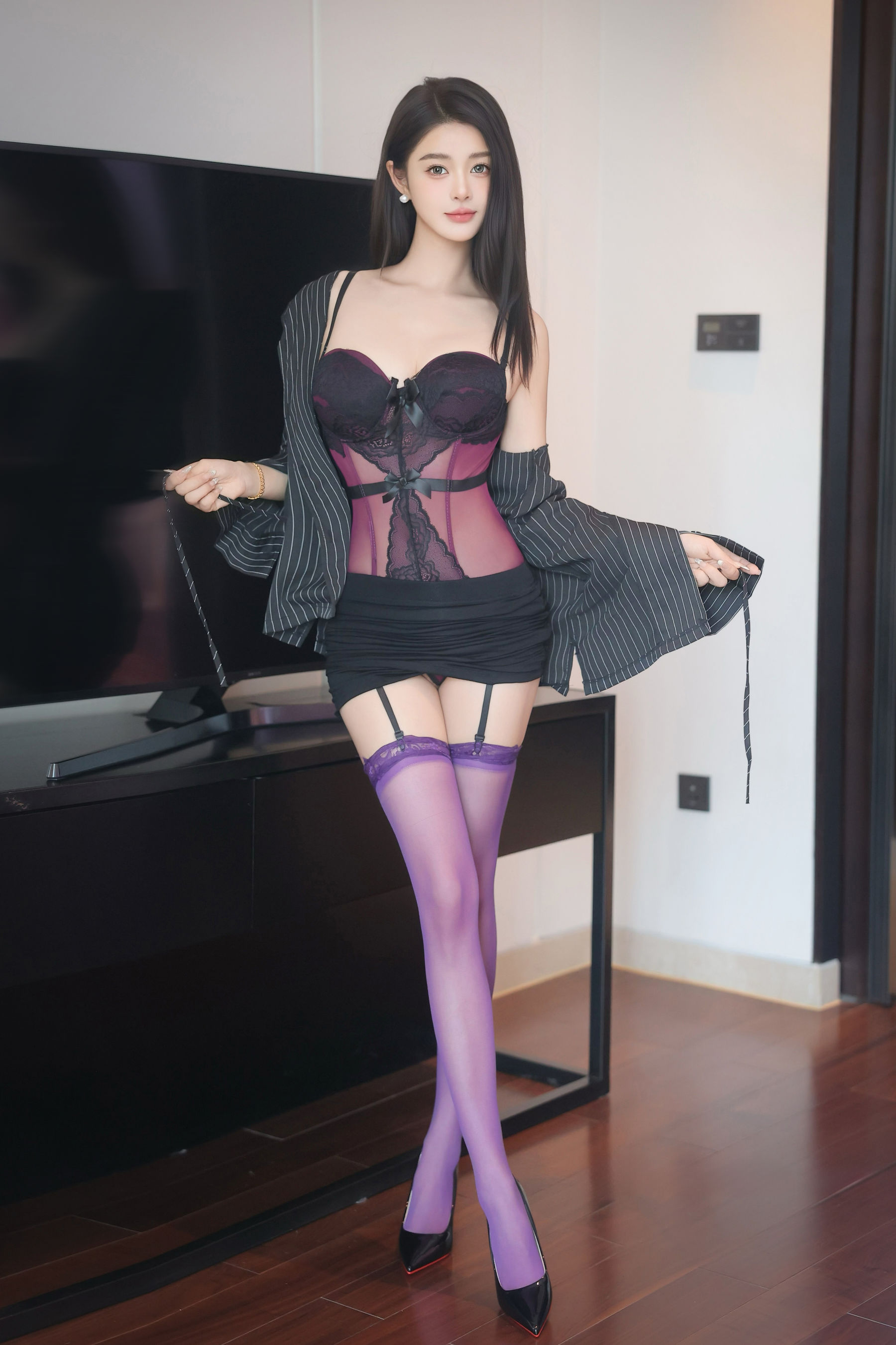 Candy糖糖 - 紫色丝袜/(85P)