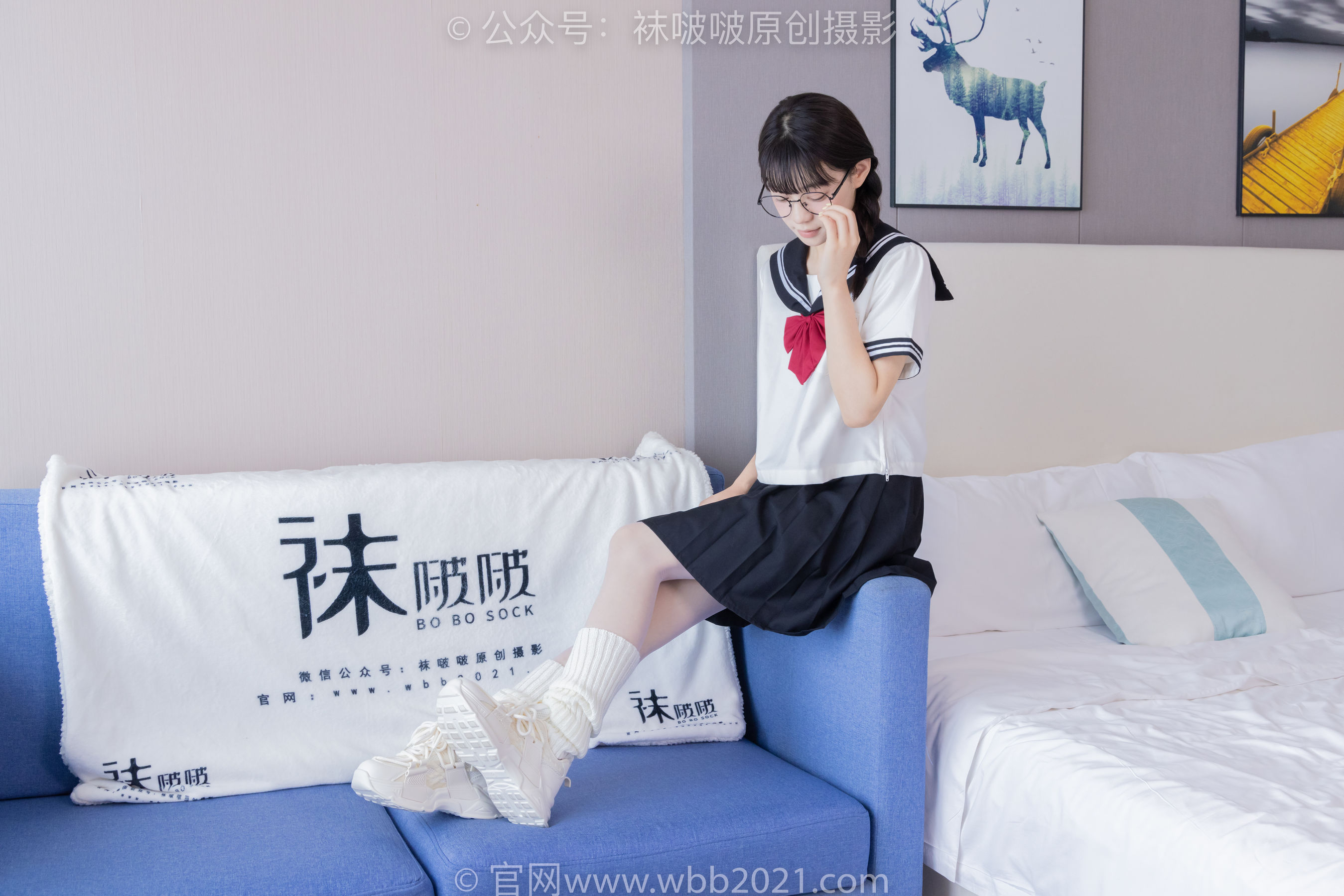 BoBoSocks袜啵啵 No.548 糯米 - 运动鞋、堆堆袜套、薄白丝、jk制服/(145P)