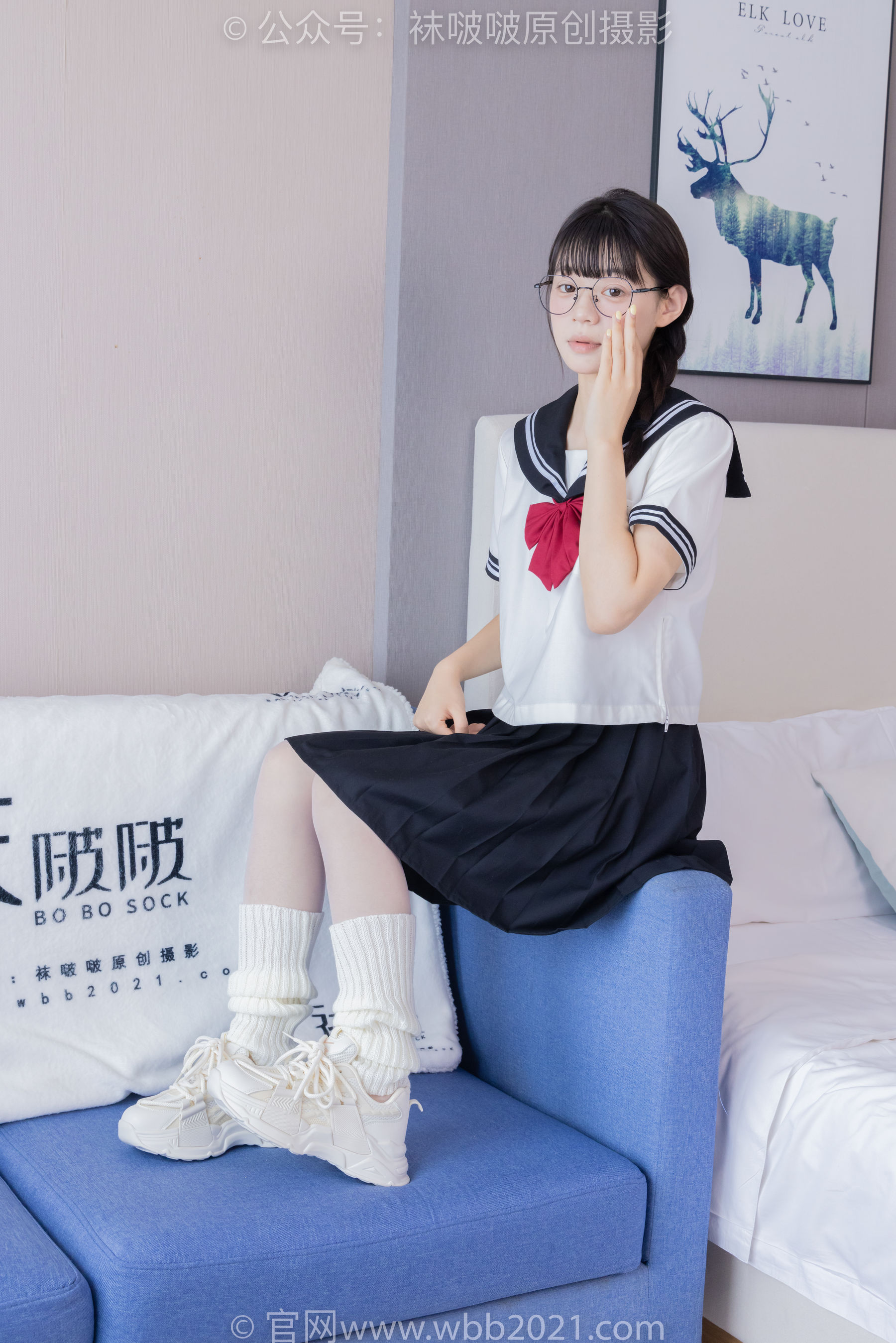 BoBoSocks袜啵啵 No.548 糯米 - 运动鞋、堆堆袜套、薄白丝、jk制服/(145P)