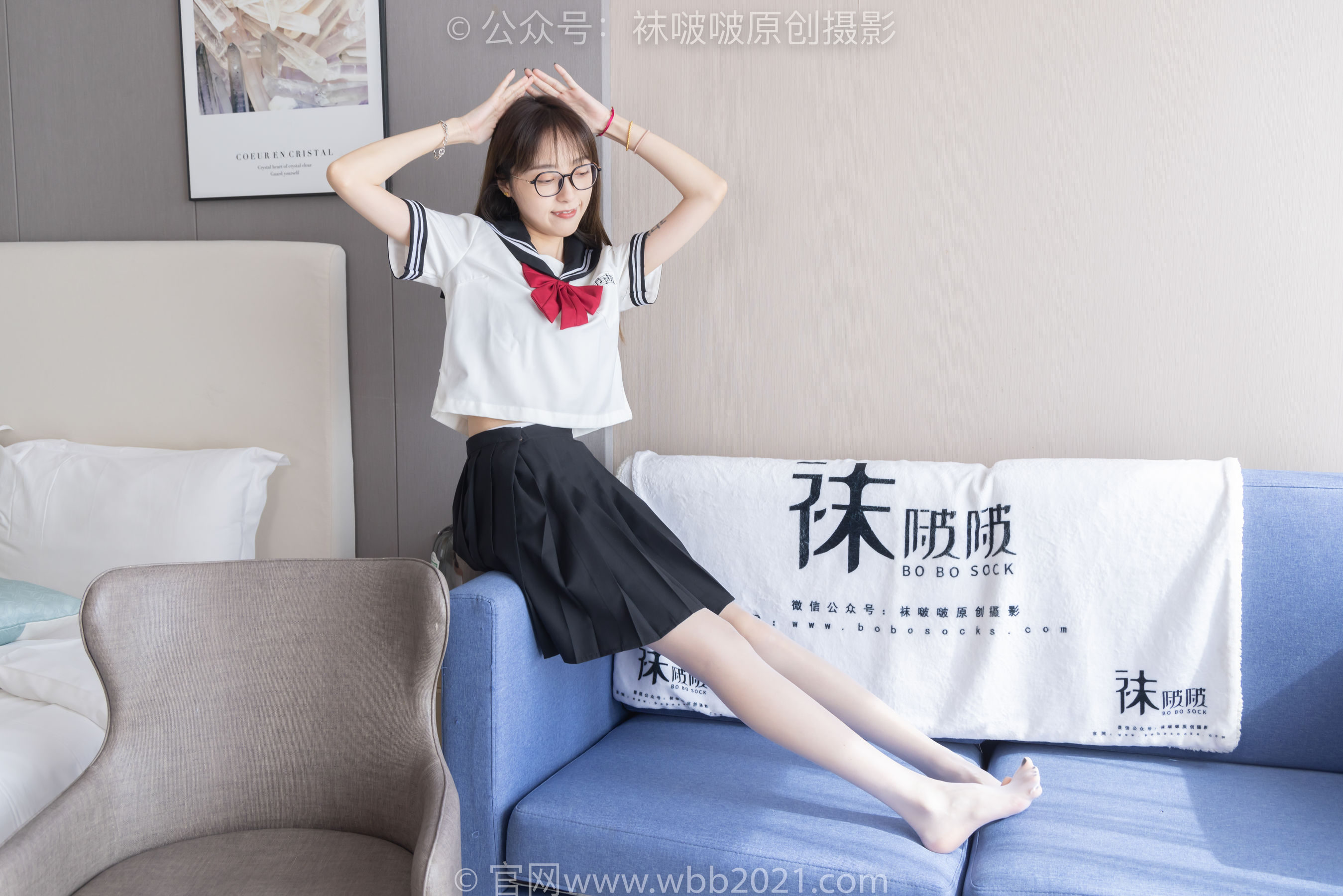 BoBoSocks袜啵啵 No.530 稚予 - 皮鞋、高跟鞋、深蓝色小腿棉袜、油亮白丝油亮肉丝、jk制服/(145P)