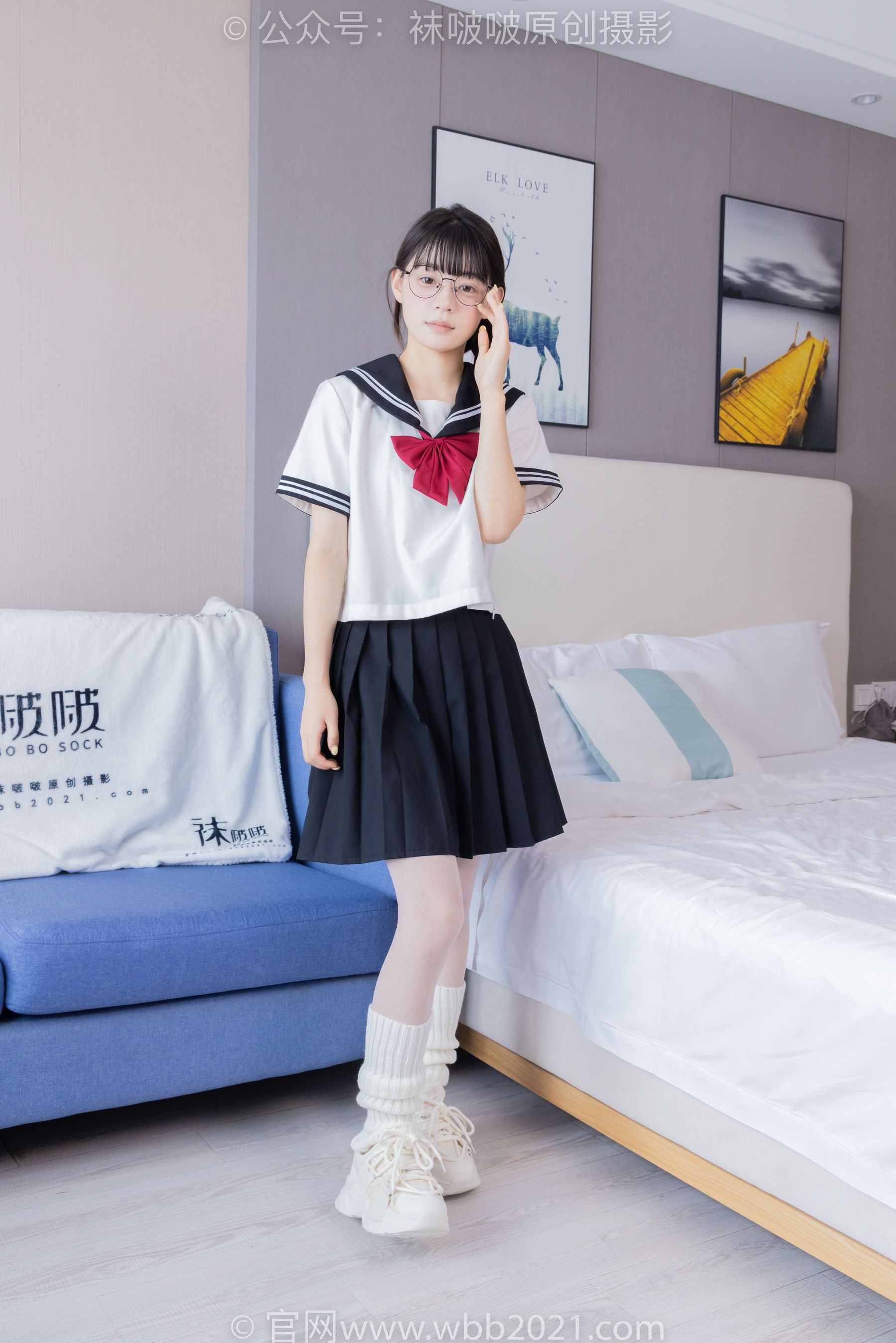 BoBoSocks袜啵啵 No.548 糯米 - 运动鞋、堆堆袜套、薄白丝、jk制服/(145P)