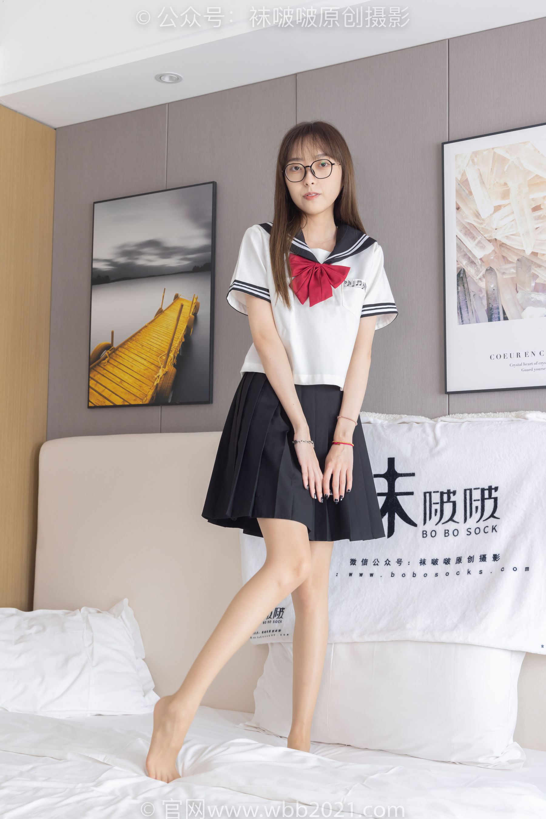 BoBoSocks袜啵啵 No.530 稚予 - 皮鞋、高跟鞋、深蓝色小腿棉袜、油亮白丝油亮肉丝、jk制服/(145P)
