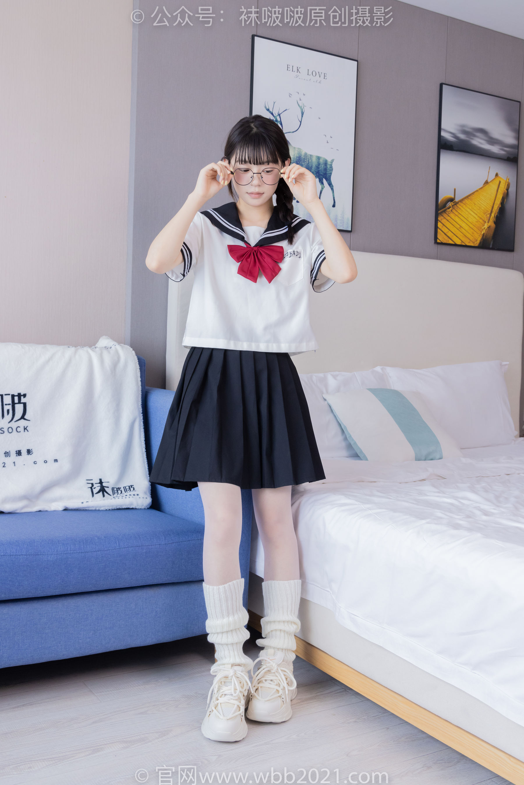 BoBoSocks袜啵啵 No.548 糯米 - 运动鞋、堆堆袜套、薄白丝、jk制服/(145P)