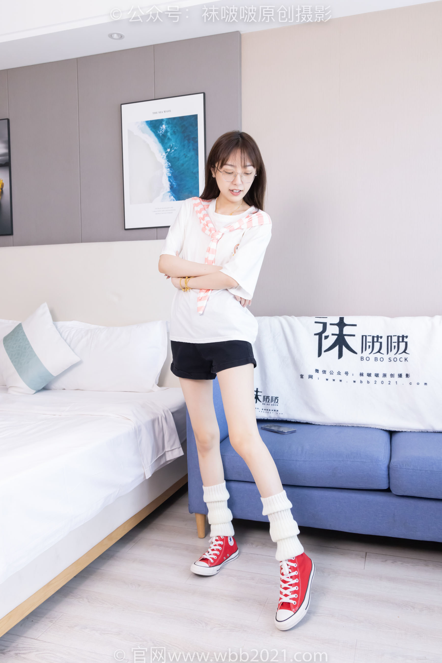 BoBoSocks袜啵啵 No.527 稚予 - 帆布鞋、堆堆袜套、白棉袜/(140P)