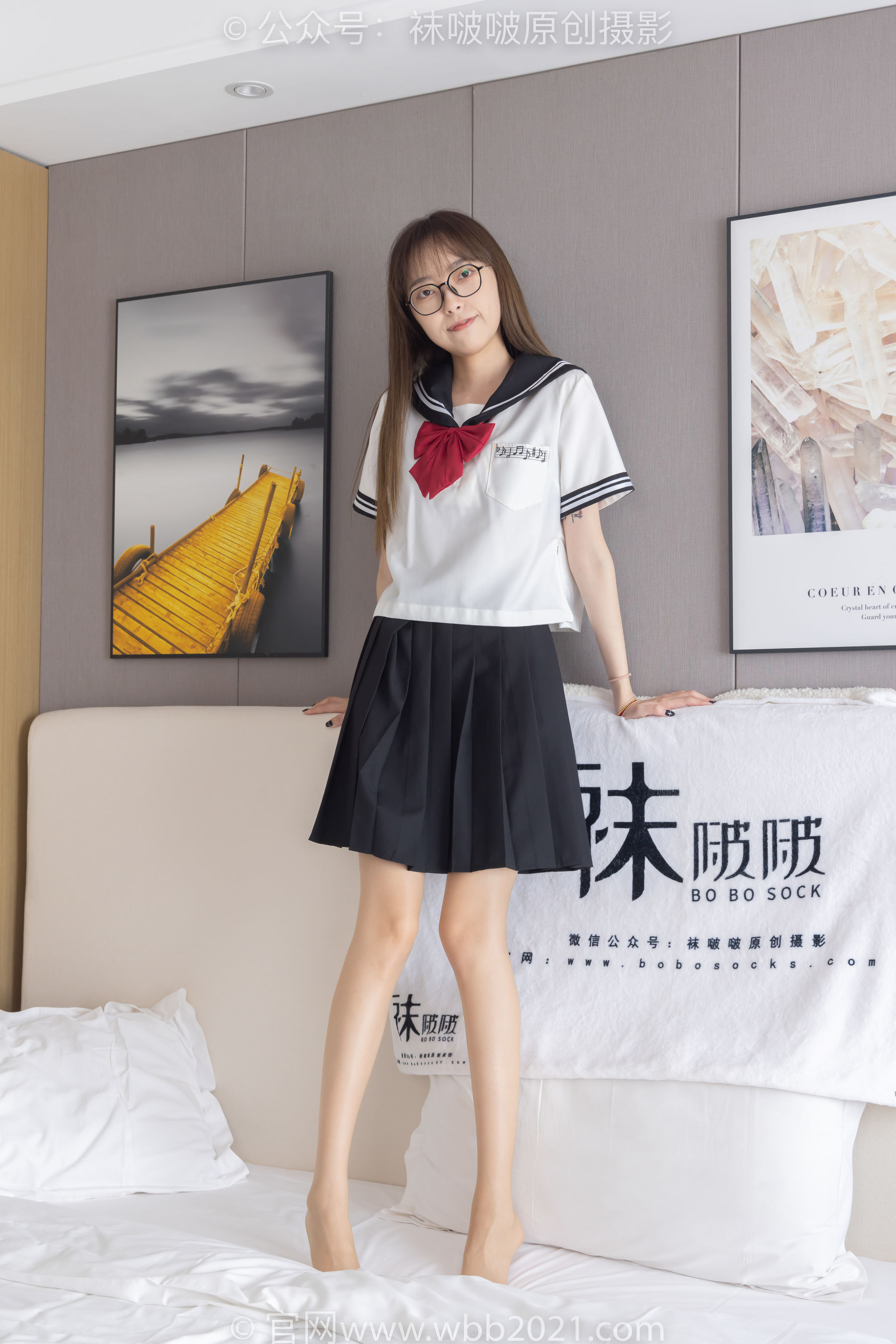 BoBoSocks袜啵啵 No.530 稚予 - 皮鞋、高跟鞋、深蓝色小腿棉袜、油亮白丝油亮肉丝、jk制服/(145P)