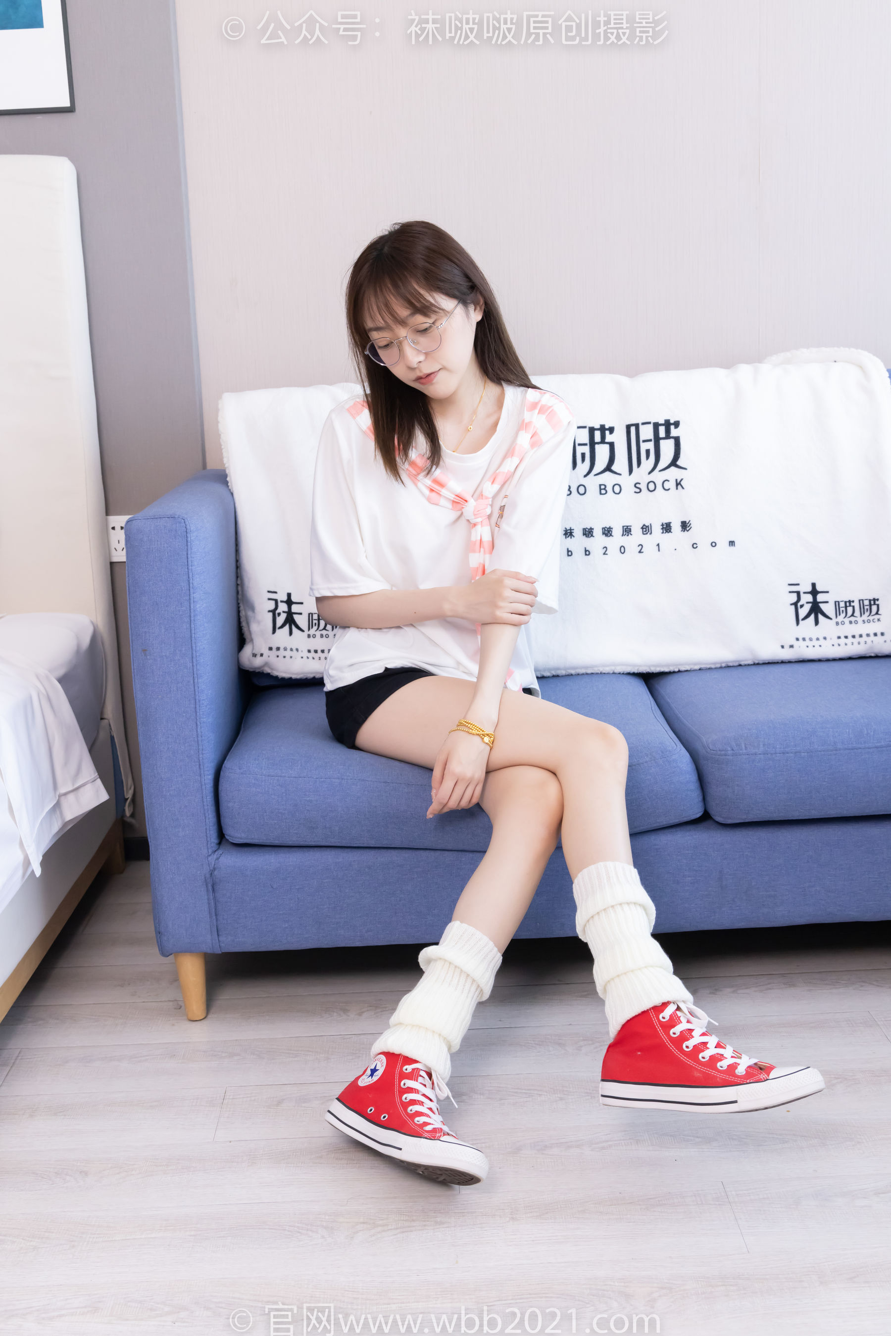 BoBoSocks袜啵啵 No.527 稚予 - 帆布鞋、堆堆袜套、白棉袜/(140P)