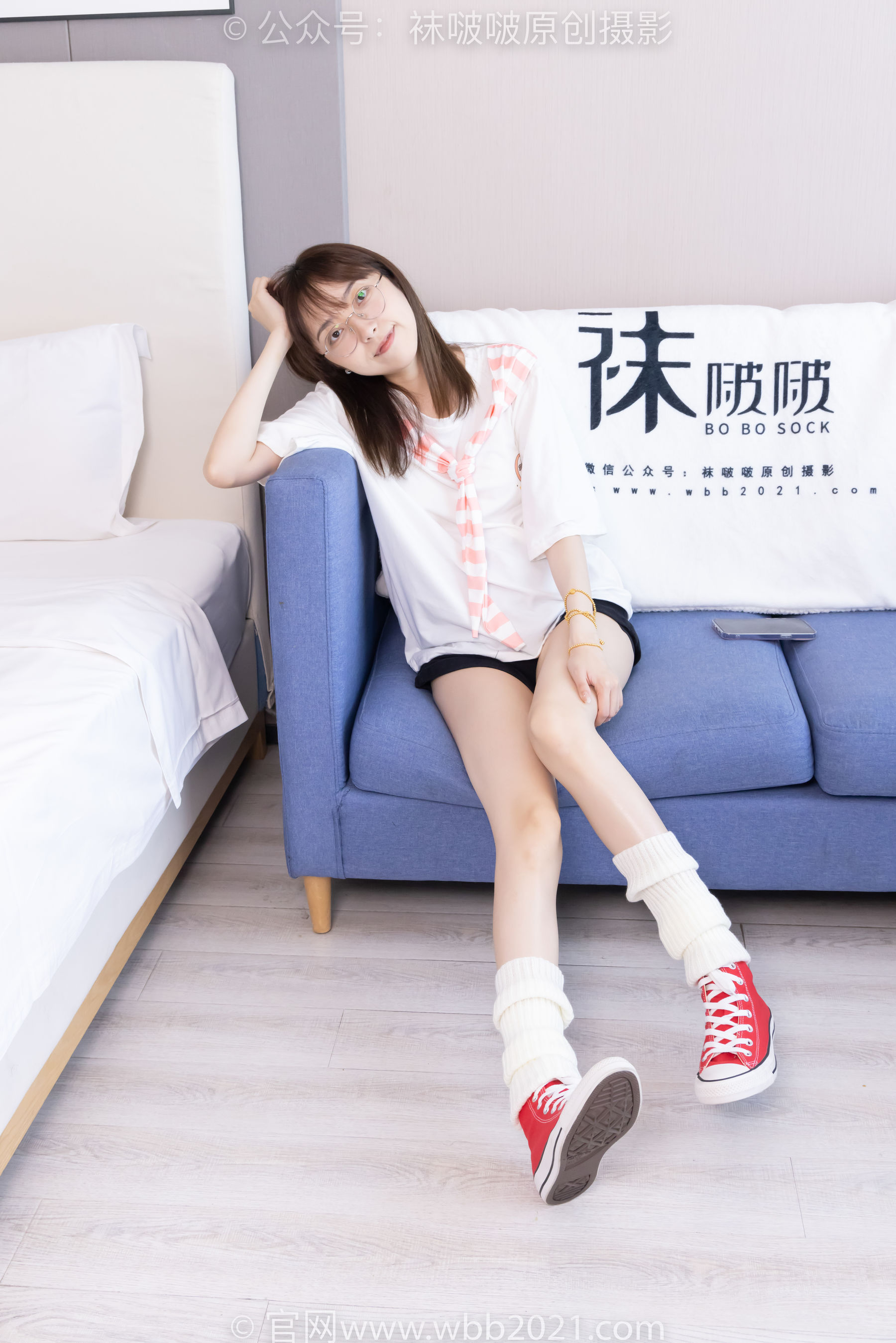 BoBoSocks袜啵啵 No.527 稚予 - 帆布鞋、堆堆袜套、白棉袜/(140P)
