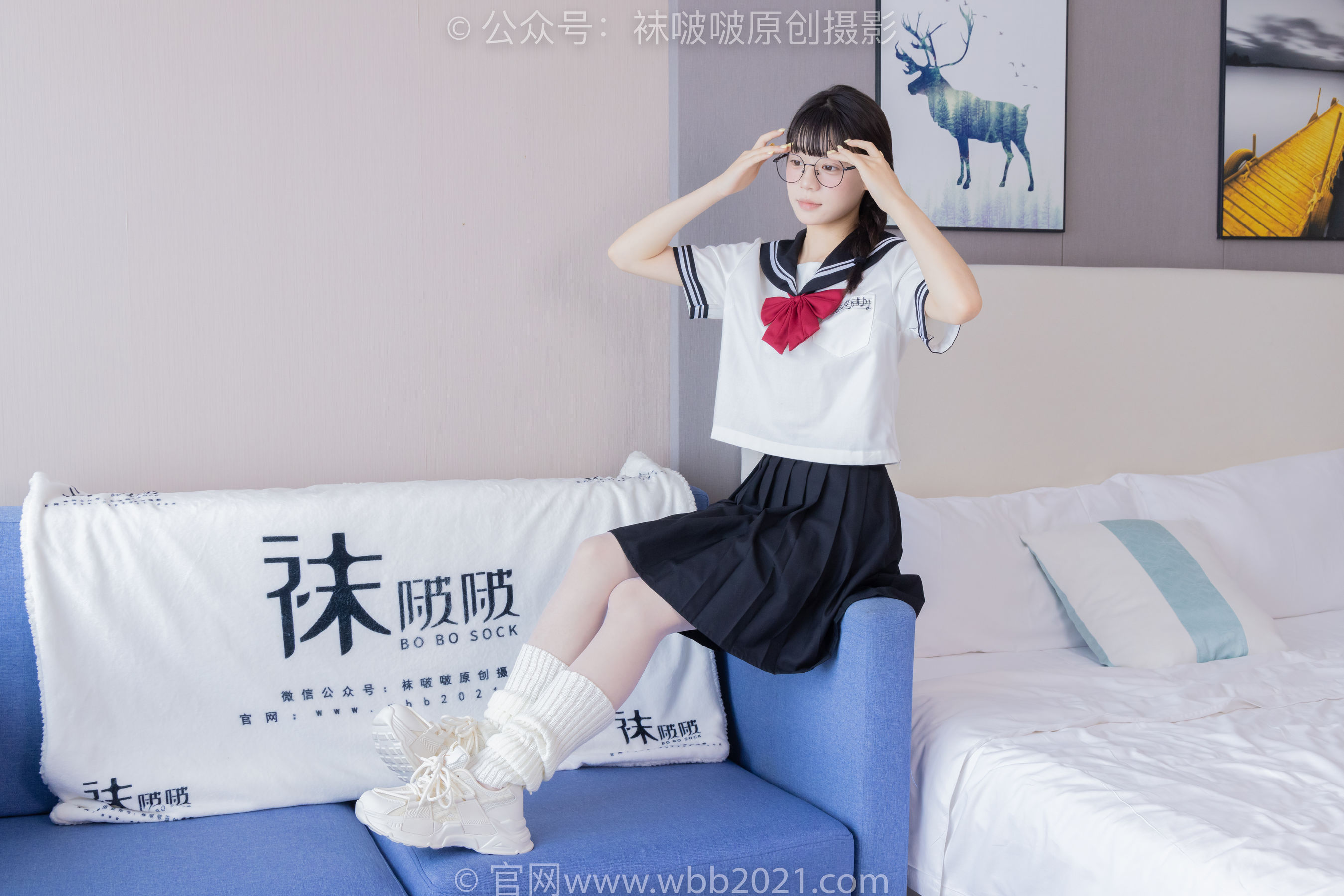 BoBoSocks袜啵啵 No.548 糯米 - 运动鞋、堆堆袜套、薄白丝、jk制服/(145P)