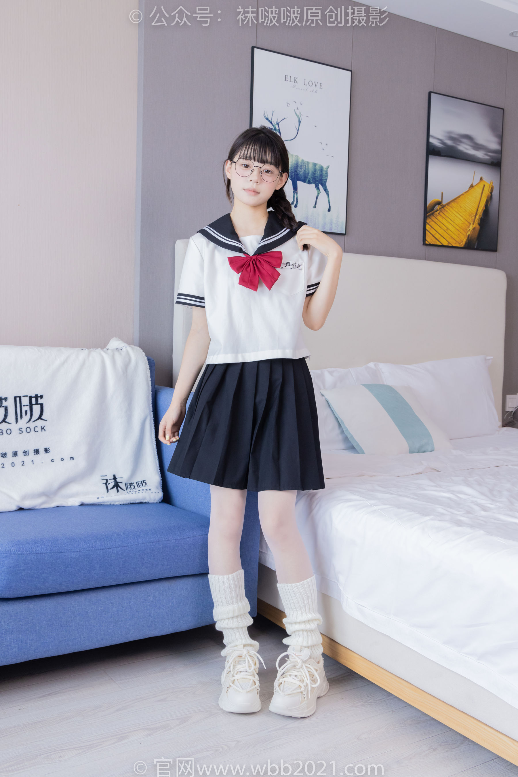 BoBoSocks袜啵啵 No.548 糯米 - 运动鞋、堆堆袜套、薄白丝、jk制服/(145P)