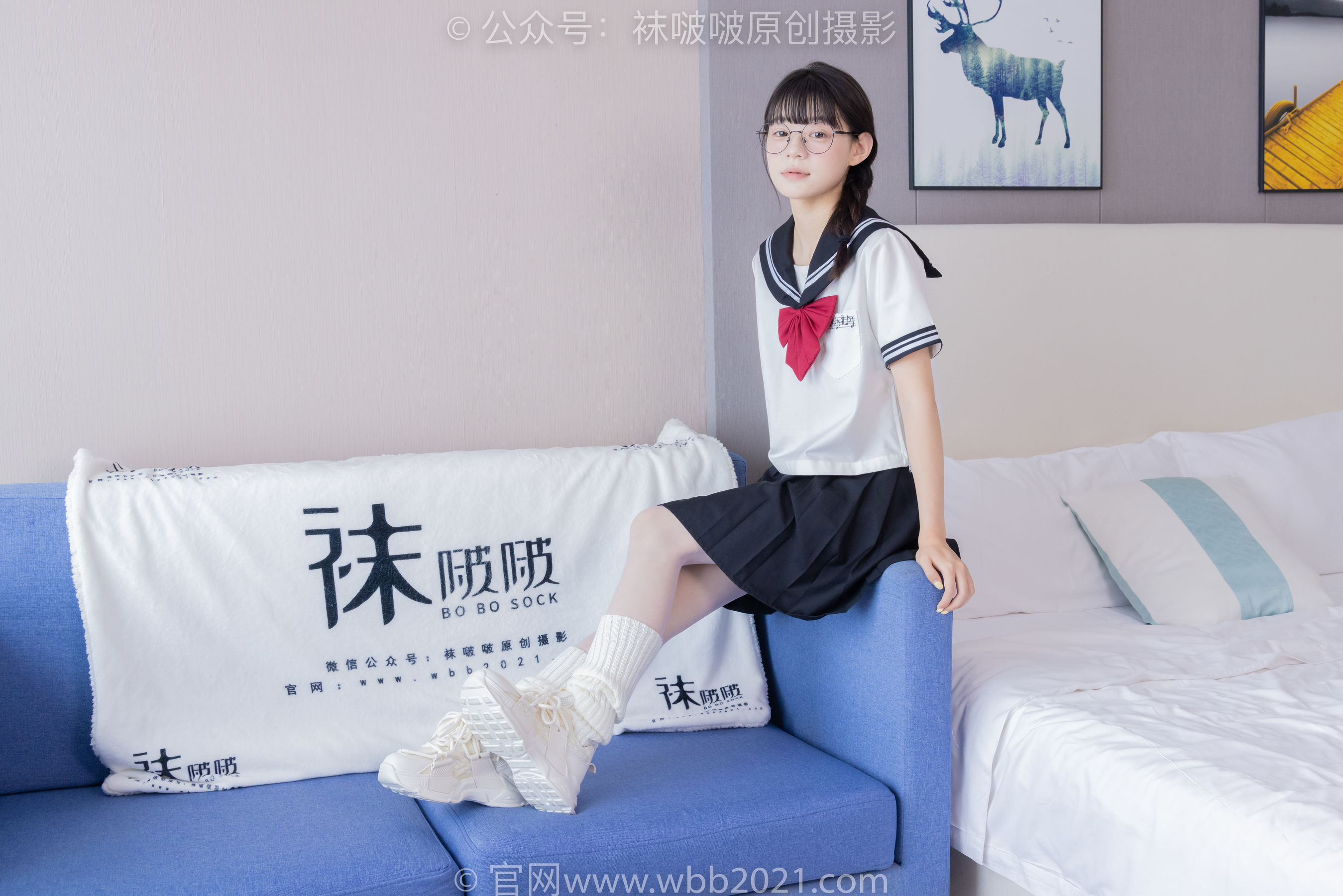 BoBoSocks袜啵啵 No.548 糯米 - 运动鞋、堆堆袜套、薄白丝、jk制服/(145P)