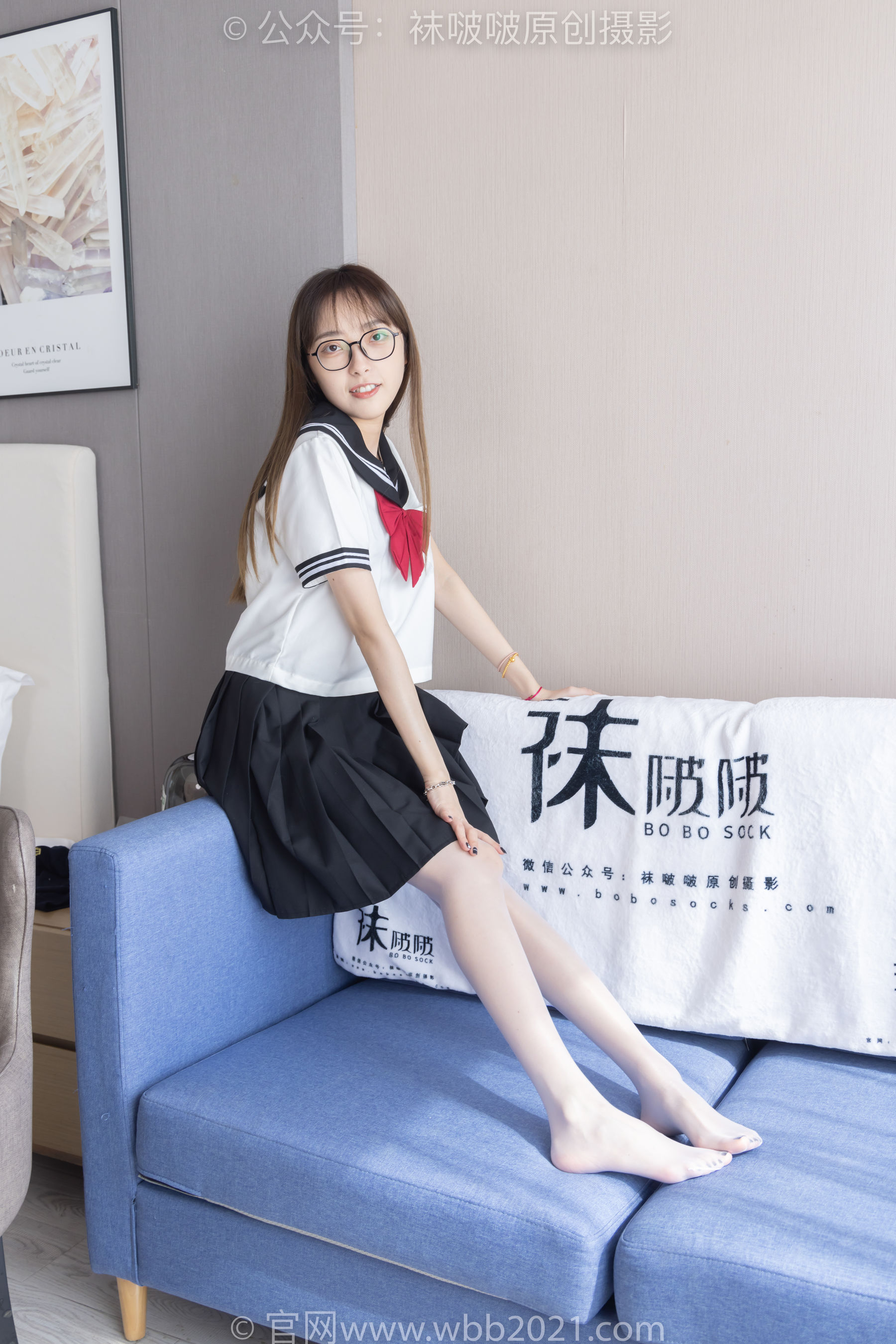 BoBoSocks袜啵啵 No.530 稚予 - 皮鞋、高跟鞋、深蓝色小腿棉袜、油亮白丝油亮肉丝、jk制服/(145P)