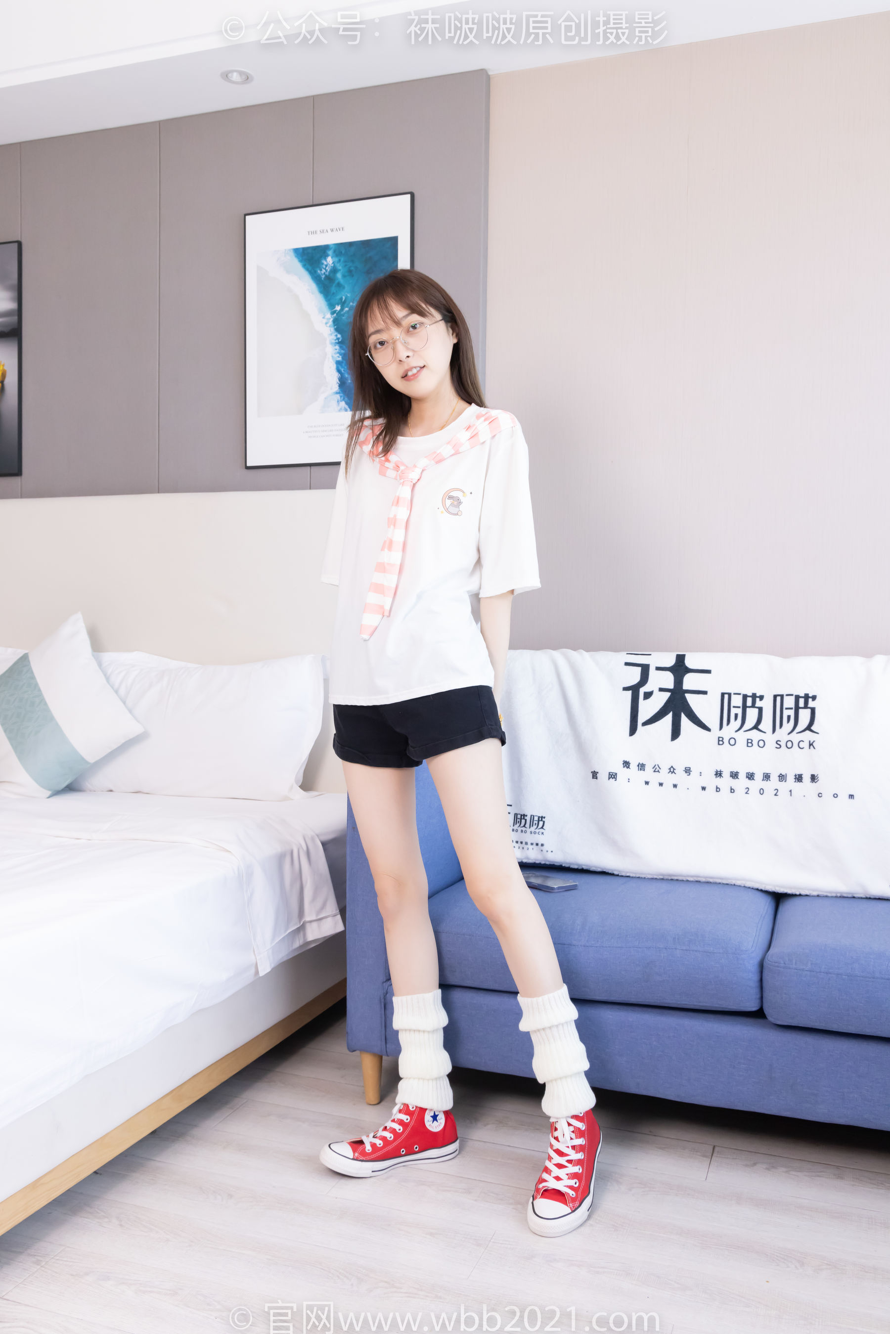 BoBoSocks袜啵啵 No.527 稚予 - 帆布鞋、堆堆袜套、白棉袜/(140P)