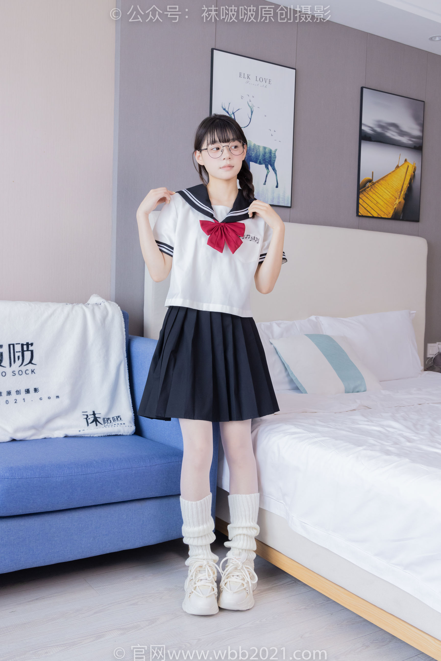 BoBoSocks袜啵啵 No.548 糯米 - 运动鞋、堆堆袜套、薄白丝、jk制服/(145P)