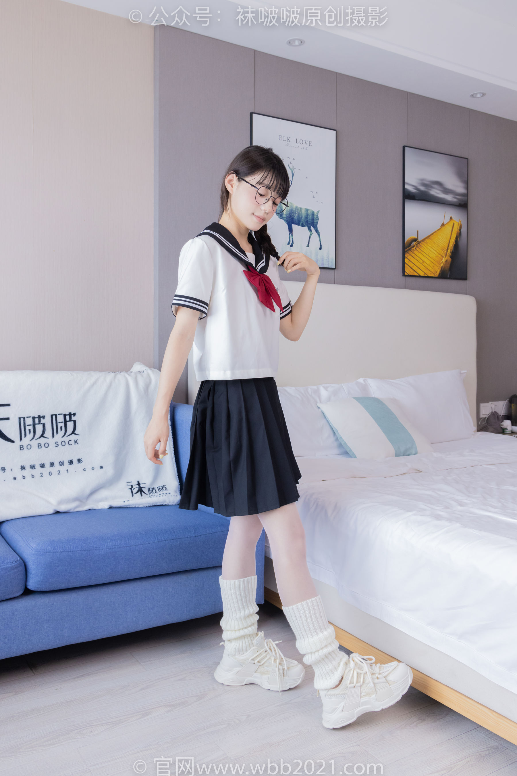 BoBoSocks袜啵啵 No.548 糯米 - 运动鞋、堆堆袜套、薄白丝、jk制服/(145P)
