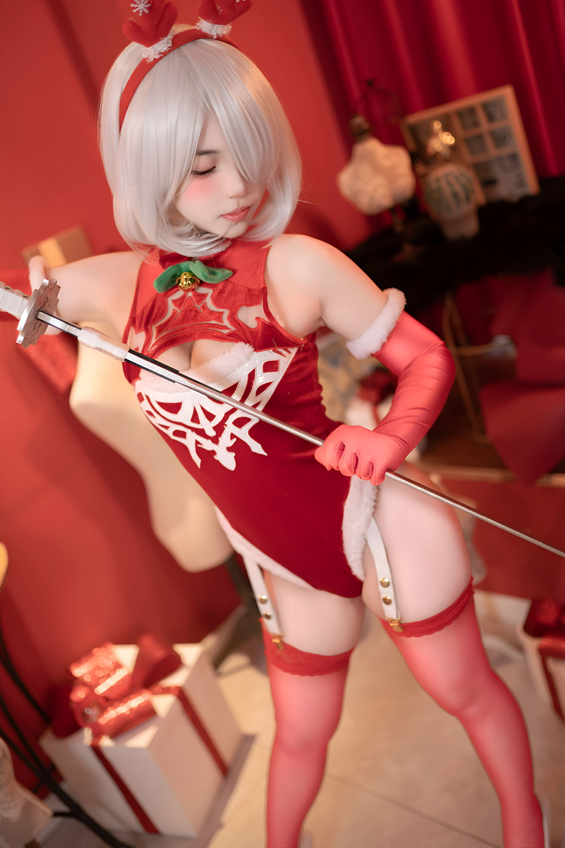 Bangni邦尼 - 圣诞尼尔 红裙御姐/(105P)