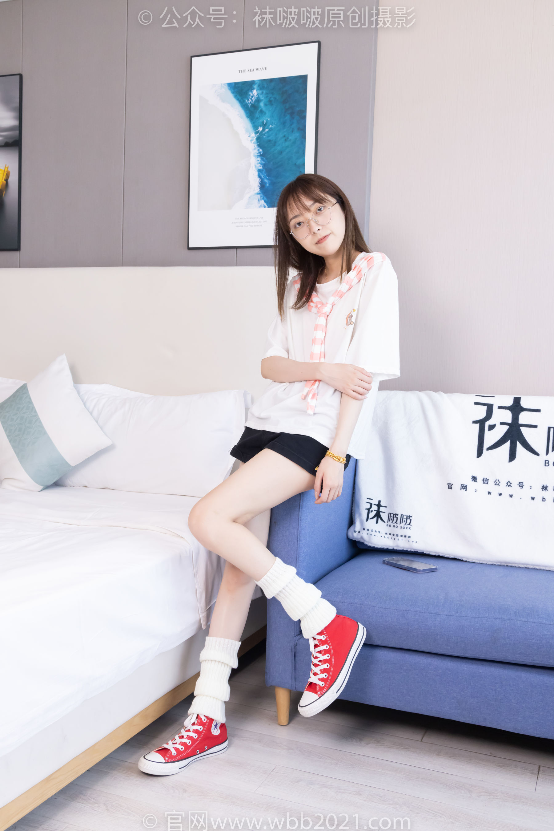 BoBoSocks袜啵啵 No.527 稚予 - 帆布鞋、堆堆袜套、白棉袜/(140P)