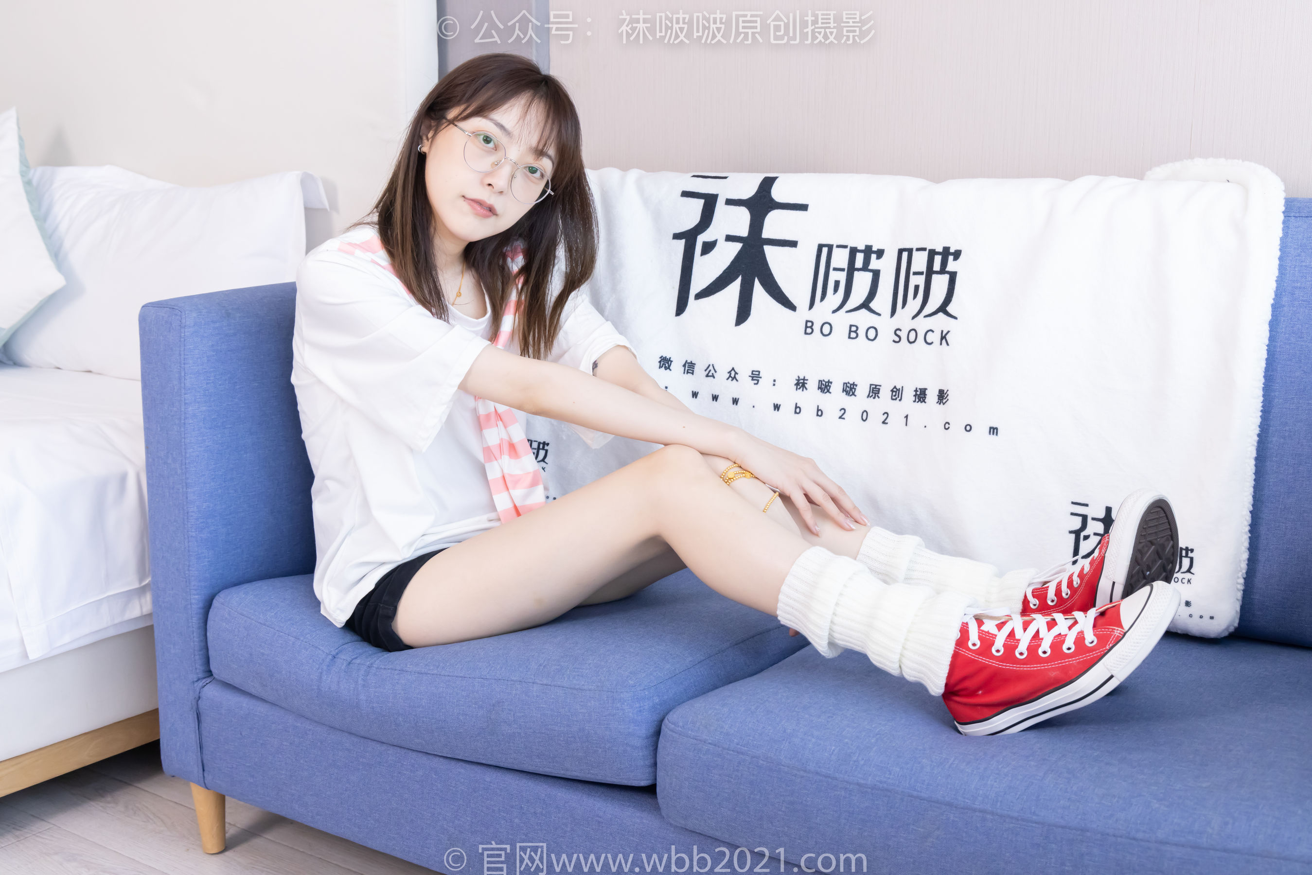 BoBoSocks袜啵啵 No.527 稚予 - 帆布鞋、堆堆袜套、白棉袜/(140P)