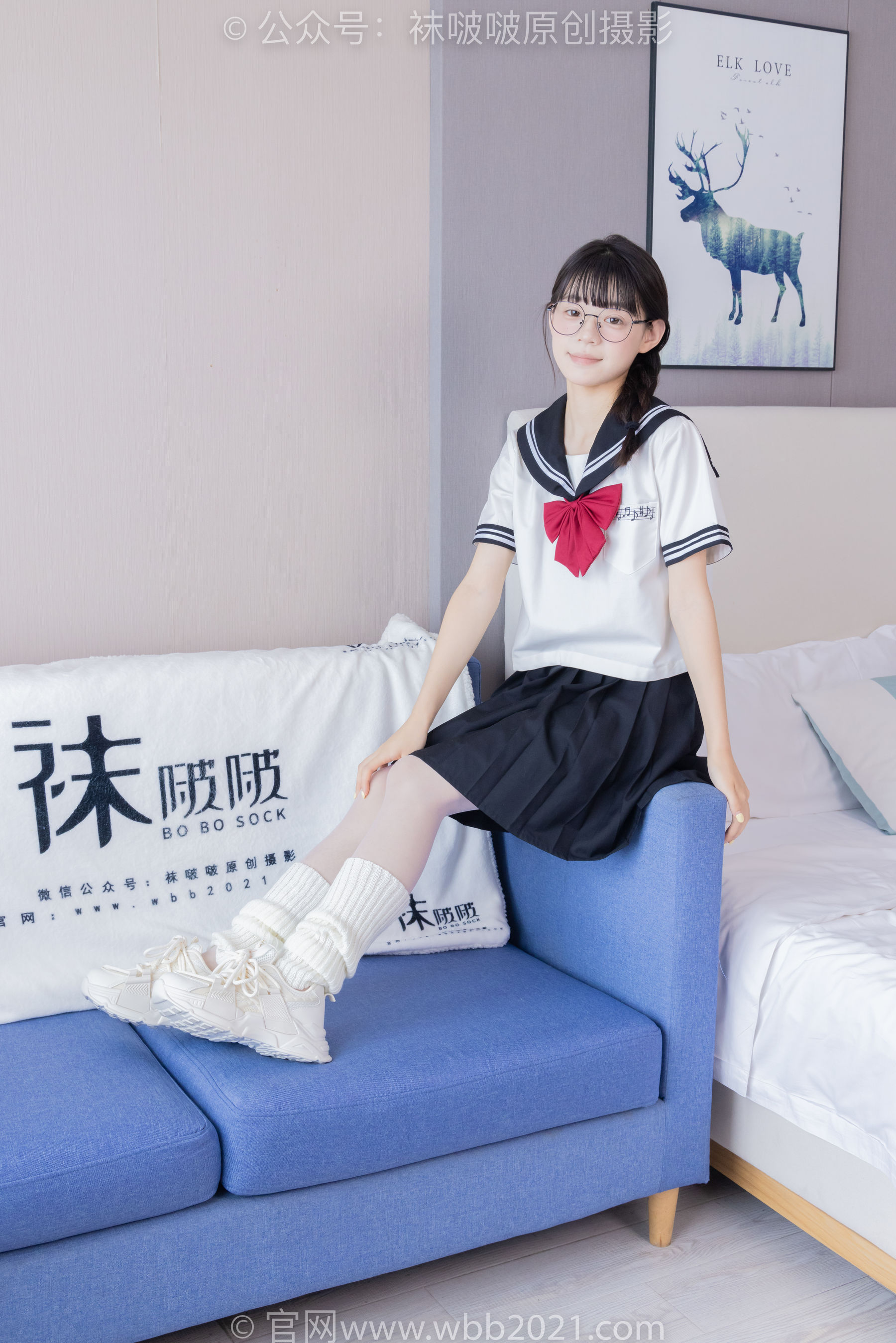 BoBoSocks袜啵啵 No.548 糯米 - 运动鞋、堆堆袜套、薄白丝、jk制服/(145P)