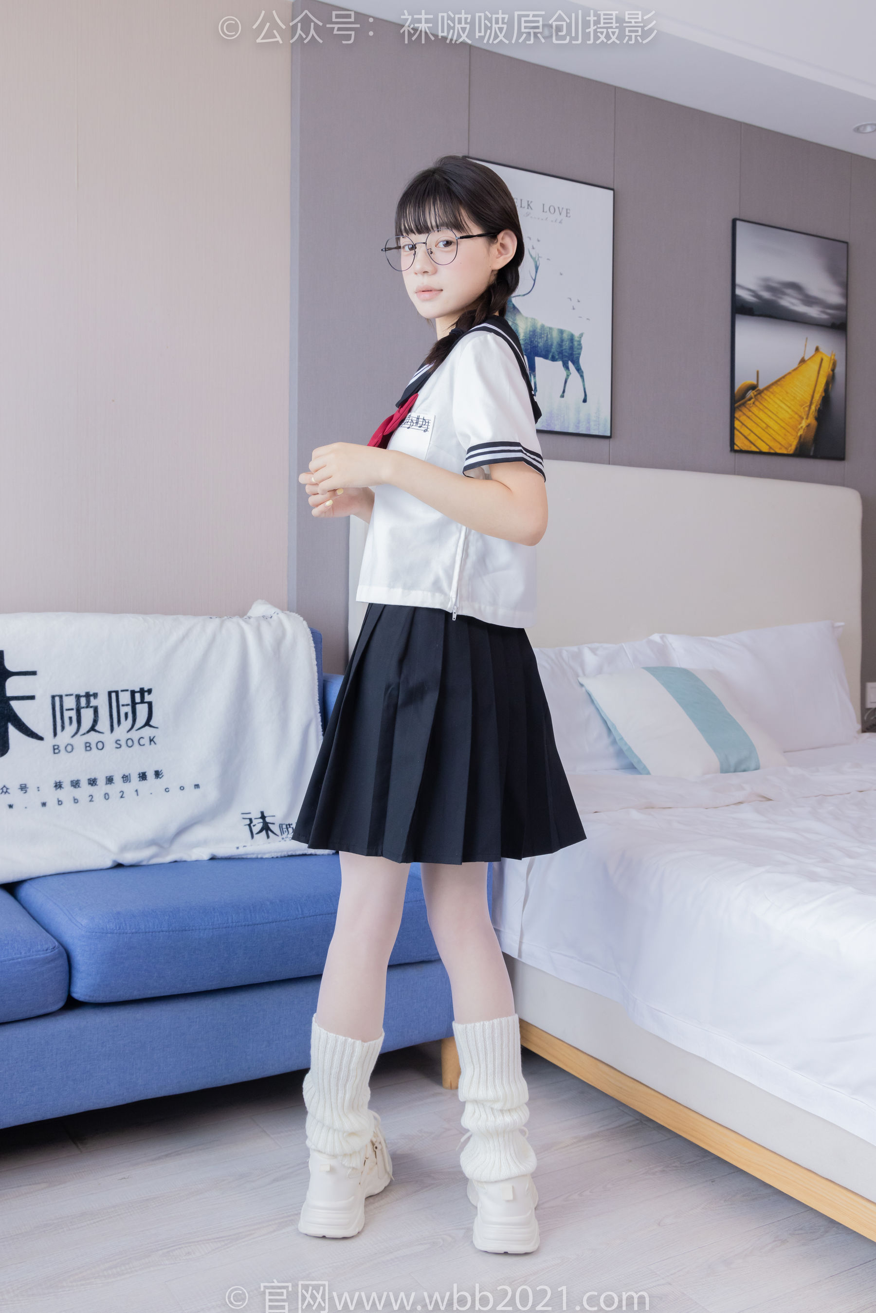 BoBoSocks袜啵啵 No.548 糯米 - 运动鞋、堆堆袜套、薄白丝、jk制服/(145P)