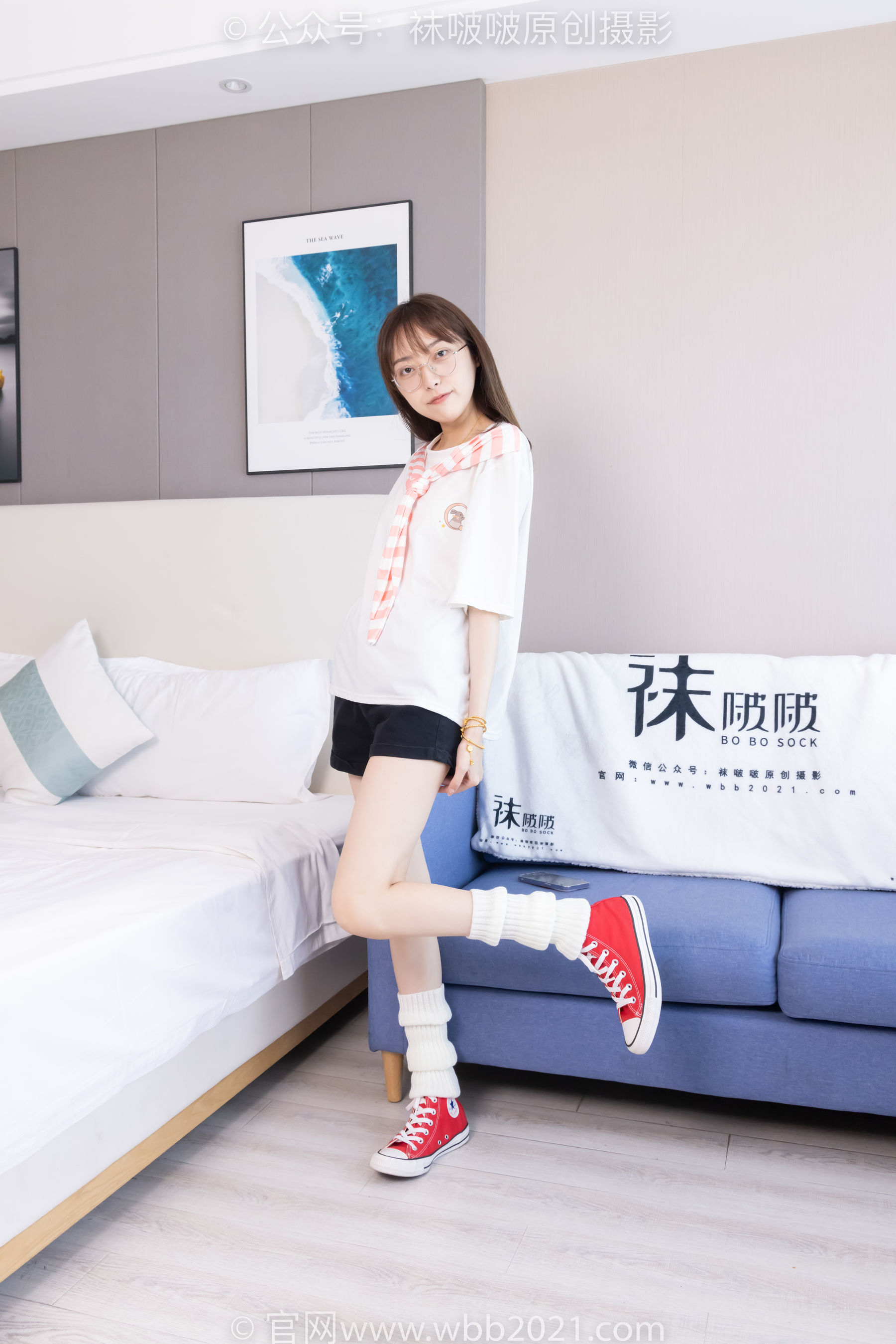 BoBoSocks袜啵啵 No.527 稚予 - 帆布鞋、堆堆袜套、白棉袜/(140P)