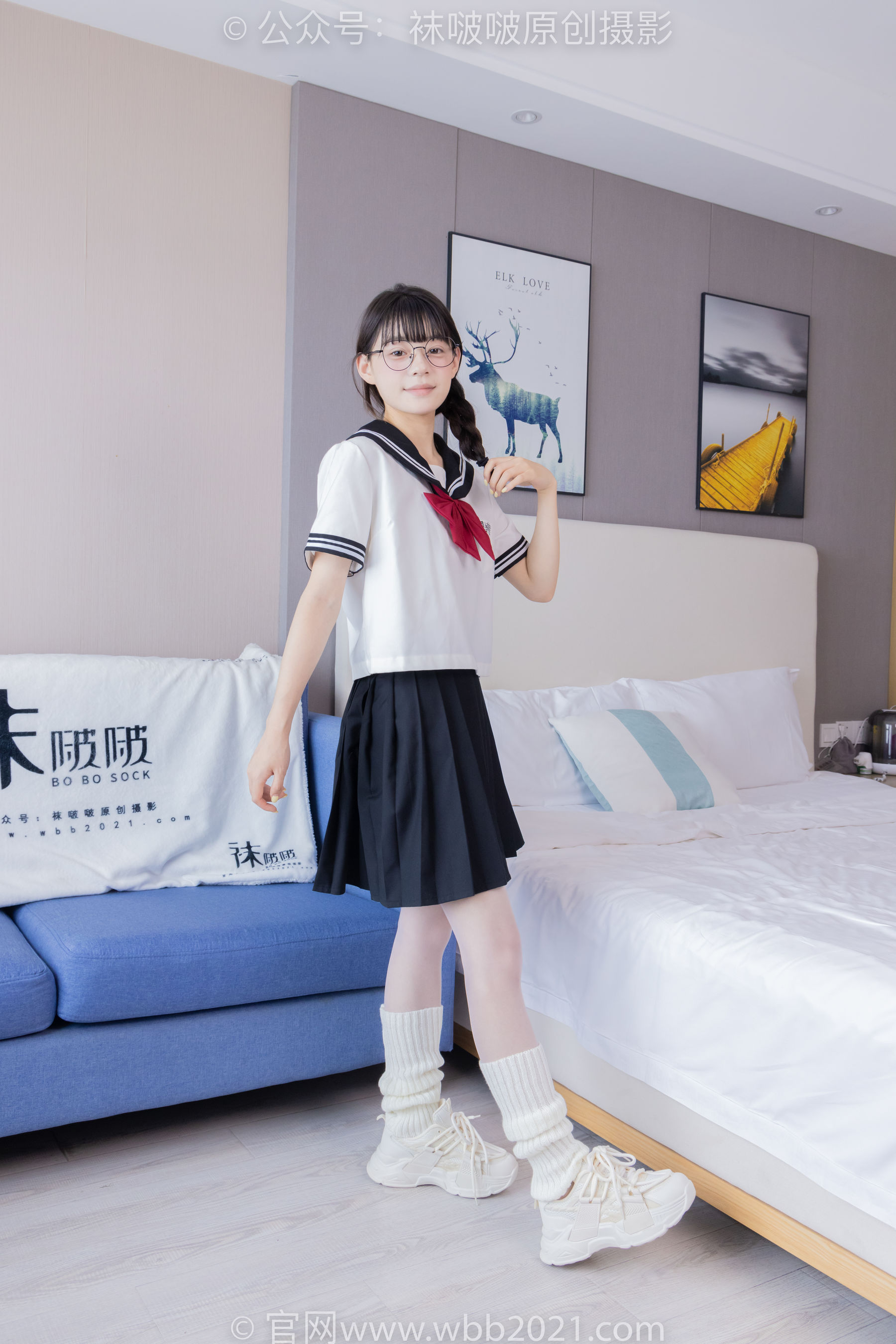 BoBoSocks袜啵啵 No.548 糯米 - 运动鞋、堆堆袜套、薄白丝、jk制服/(145P)