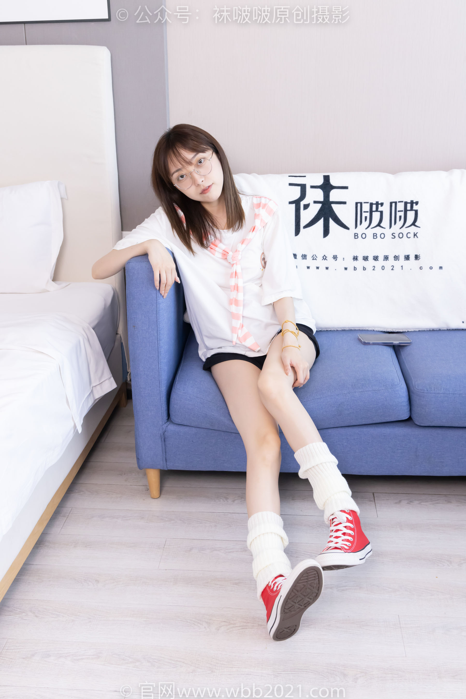 BoBoSocks袜啵啵 No.527 稚予 - 帆布鞋、堆堆袜套、白棉袜/(140P)