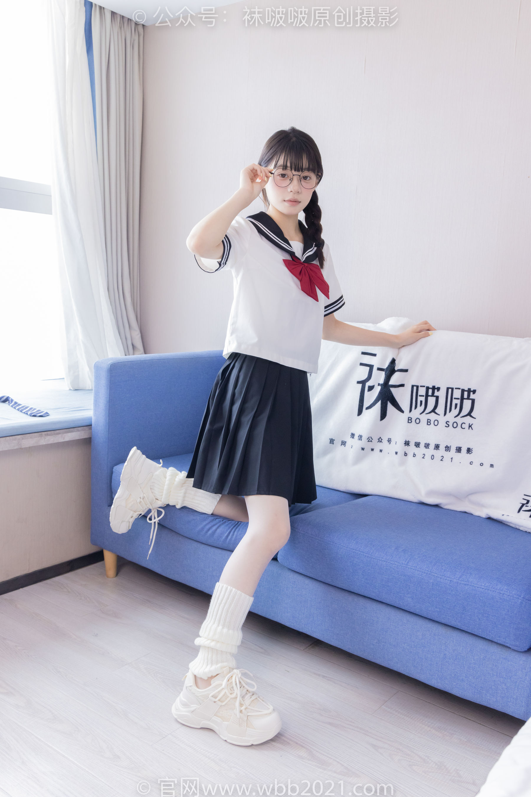 BoBoSocks袜啵啵 No.548 糯米 - 运动鞋、堆堆袜套、薄白丝、jk制服/(145P)