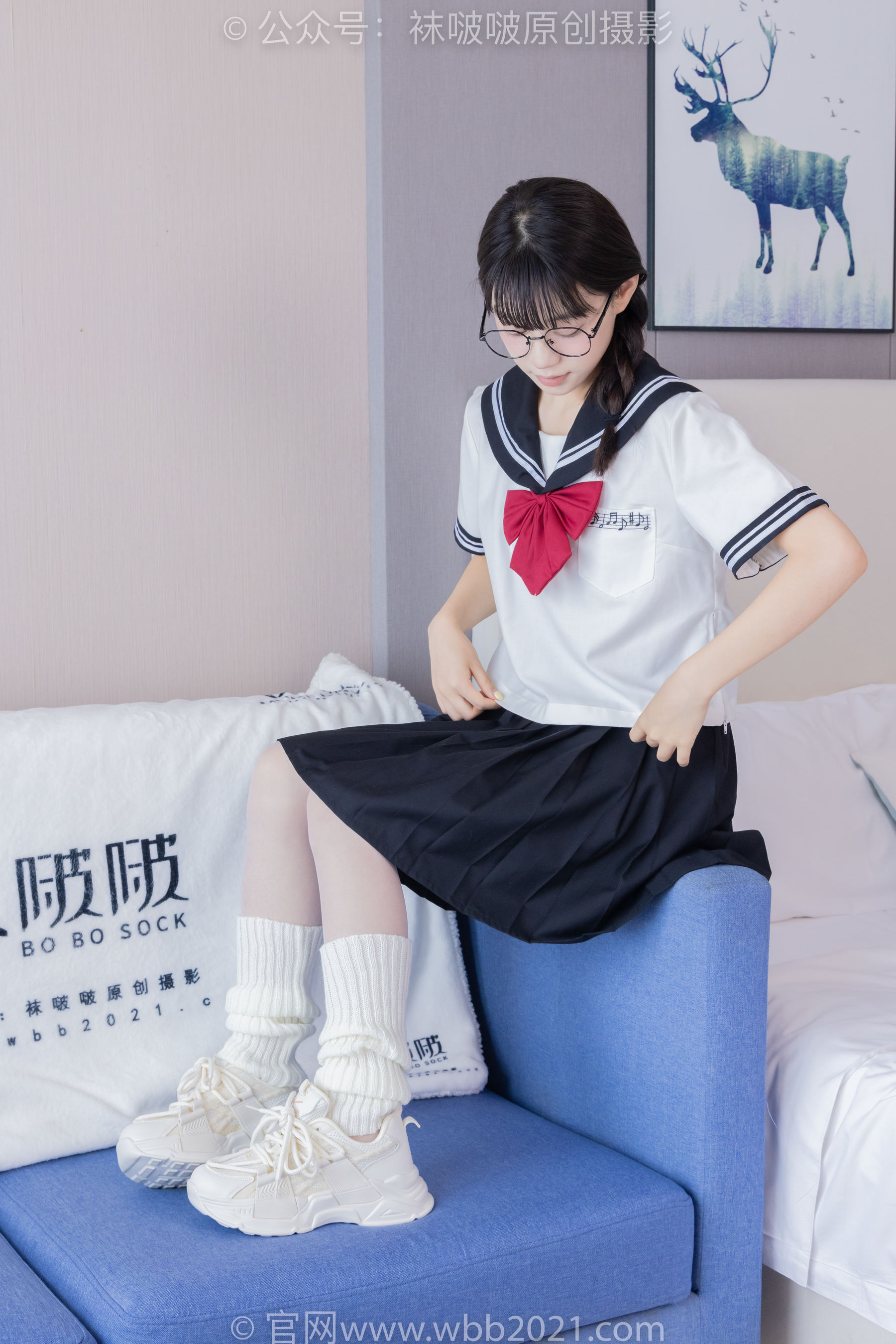 BoBoSocks袜啵啵 No.548 糯米 - 运动鞋、堆堆袜套、薄白丝、jk制服/(145P)