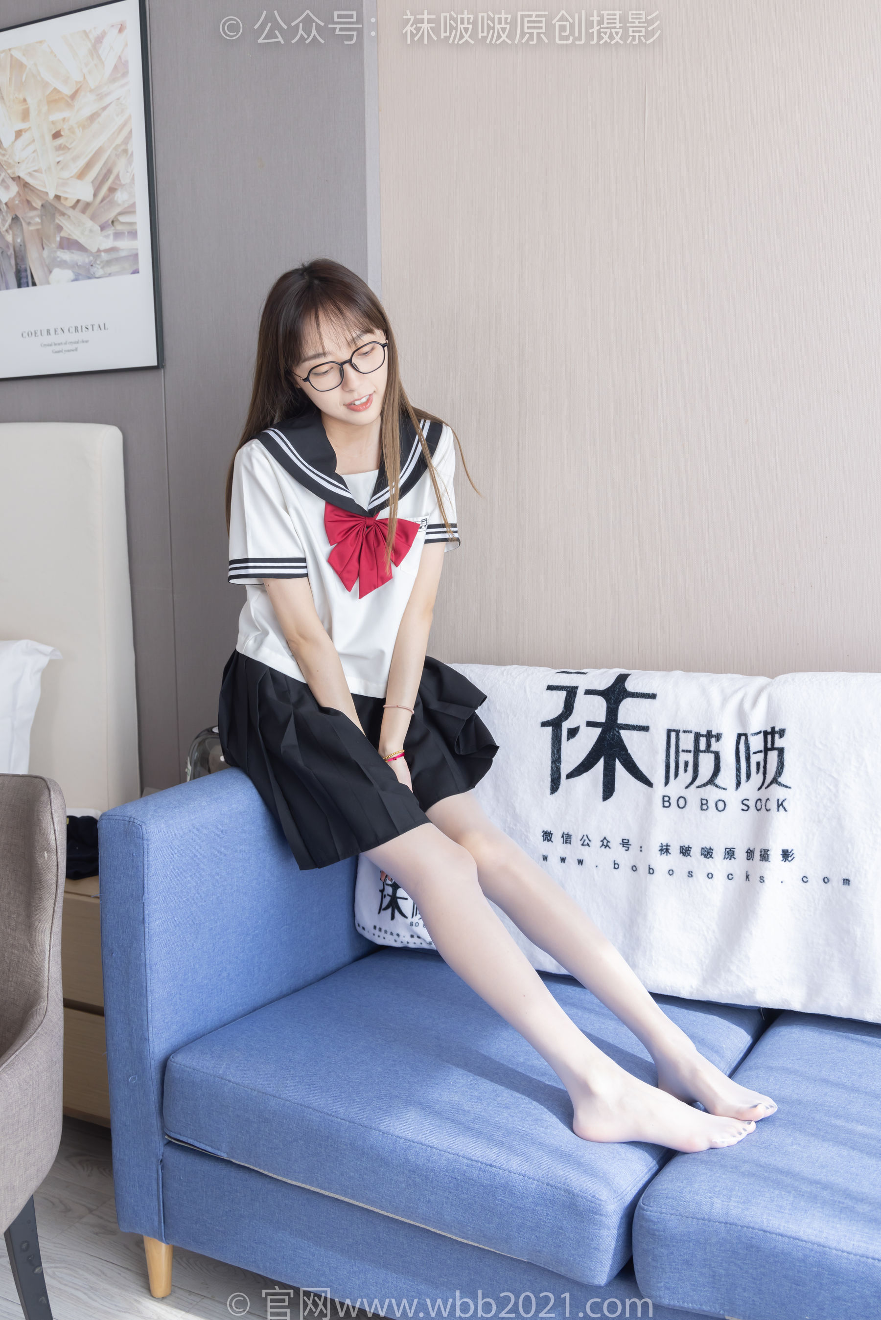 BoBoSocks袜啵啵 No.530 稚予 - 皮鞋、高跟鞋、深蓝色小腿棉袜、油亮白丝油亮肉丝、jk制服/(145P)