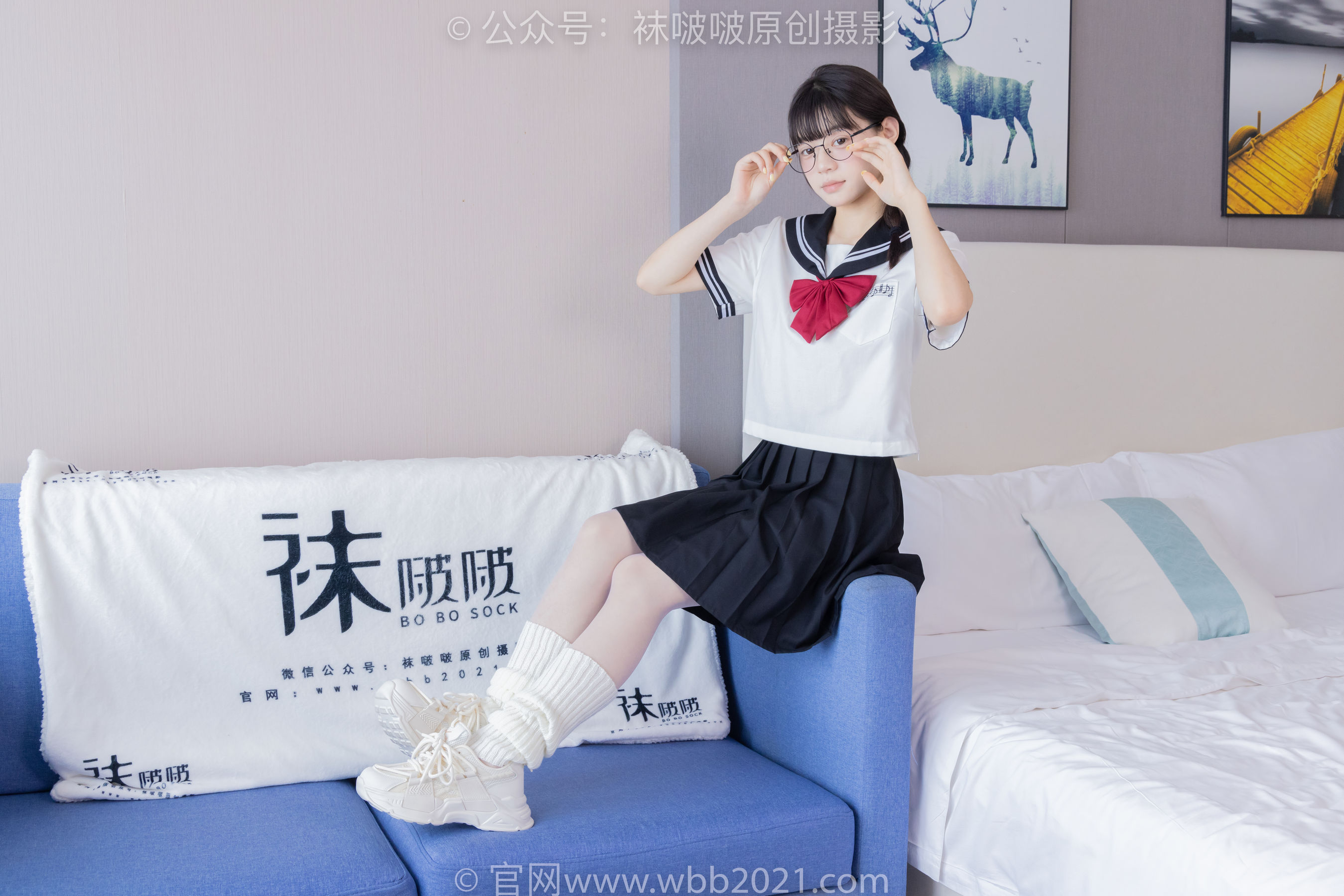 BoBoSocks袜啵啵 No.548 糯米 - 运动鞋、堆堆袜套、薄白丝、jk制服/(145P)