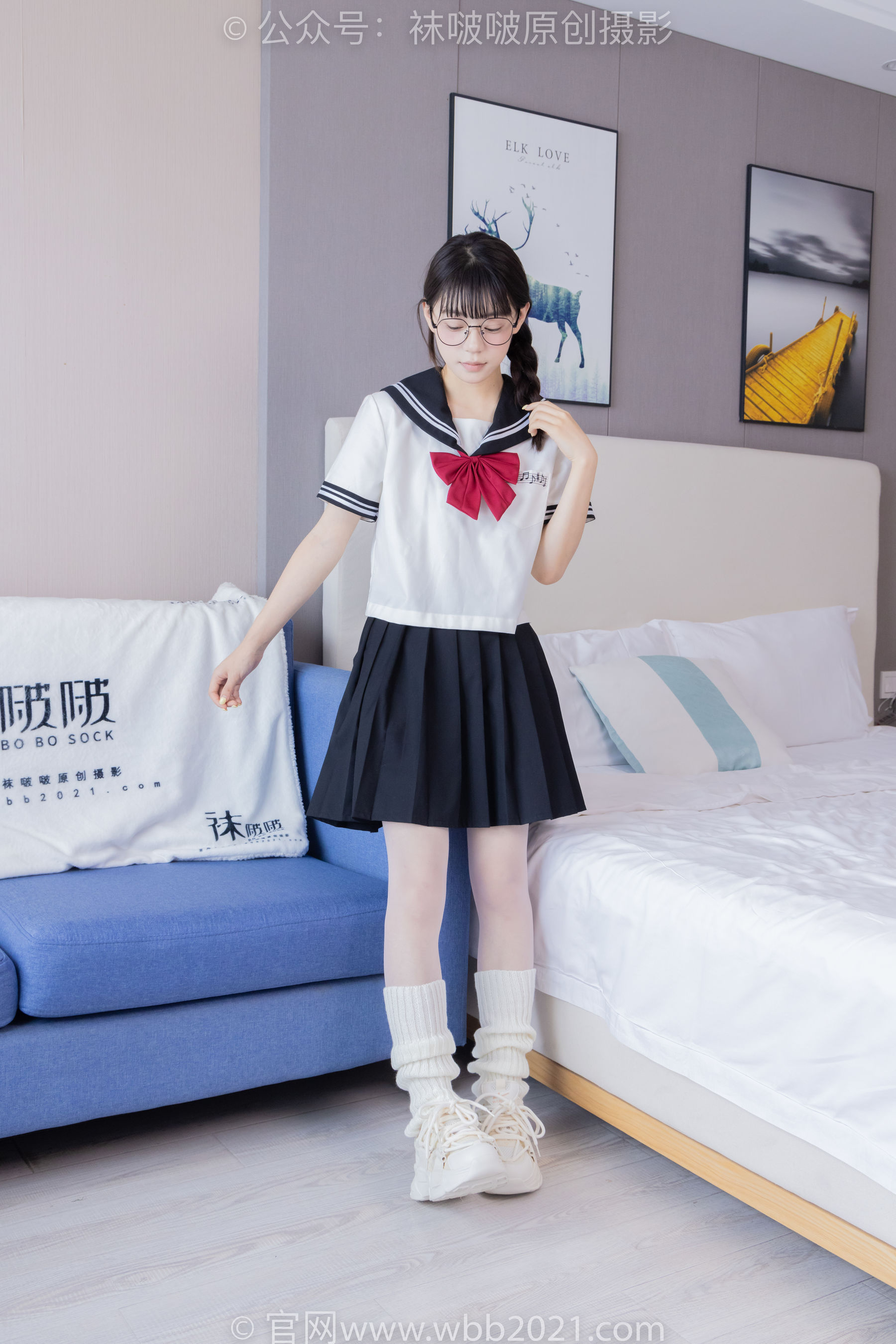 BoBoSocks袜啵啵 No.548 糯米 - 运动鞋、堆堆袜套、薄白丝、jk制服/(145P)