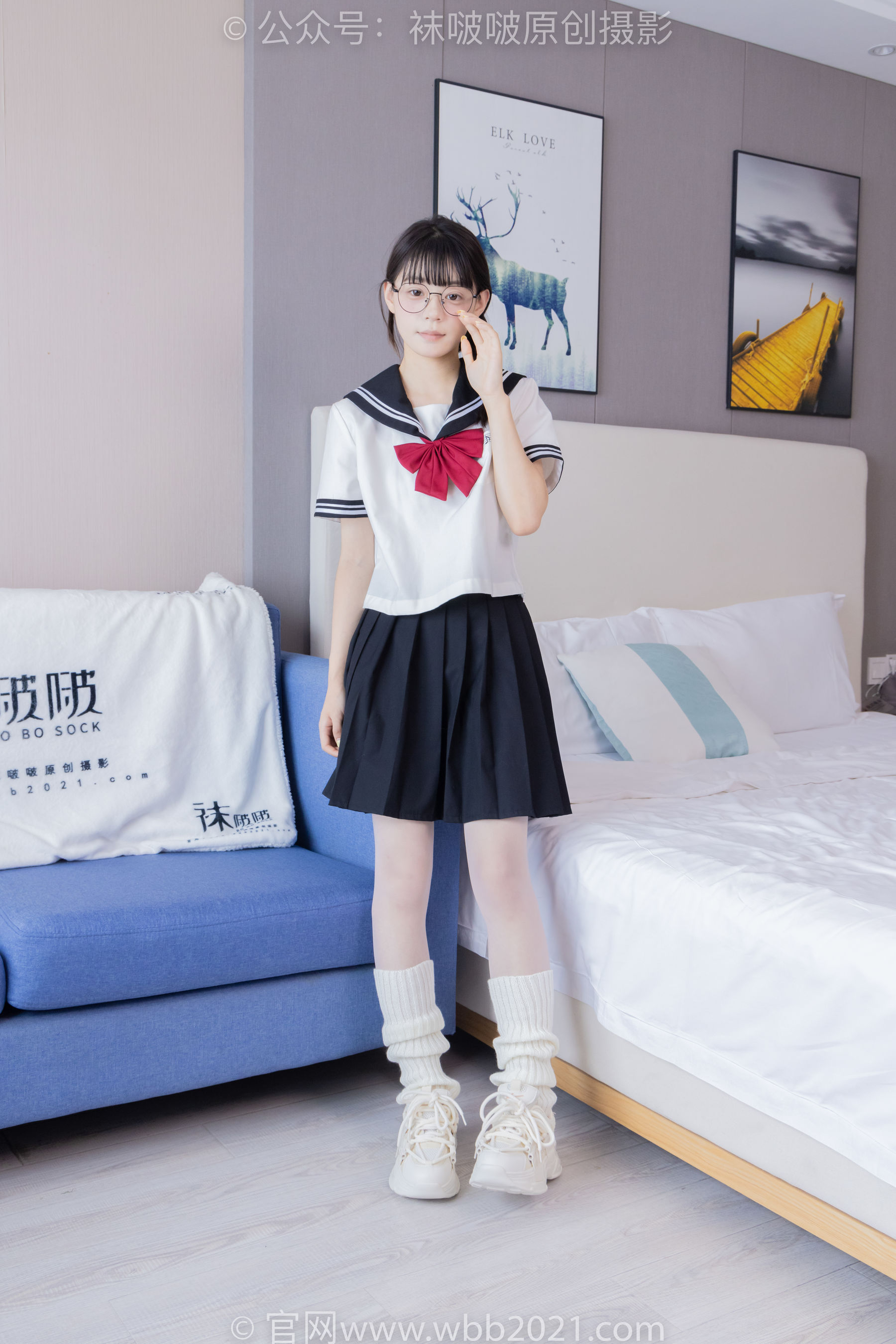 BoBoSocks袜啵啵 No.548 糯米 - 运动鞋、堆堆袜套、薄白丝、jk制服/(145P)