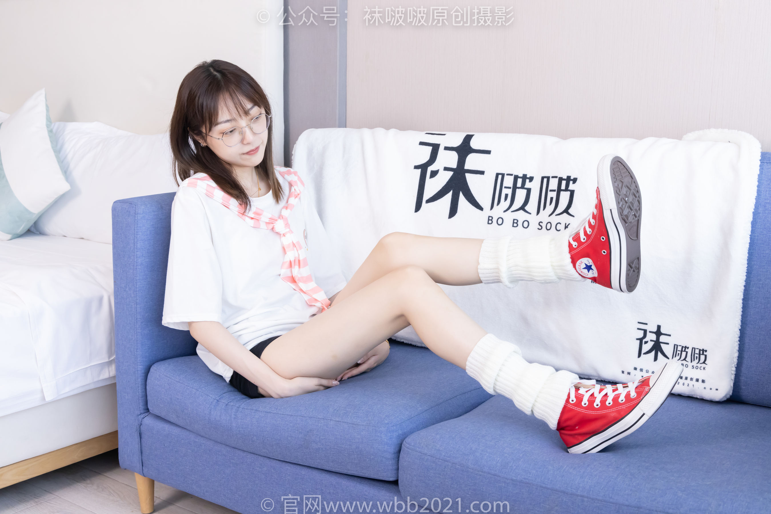 BoBoSocks袜啵啵 No.527 稚予 - 帆布鞋、堆堆袜套、白棉袜/(140P)