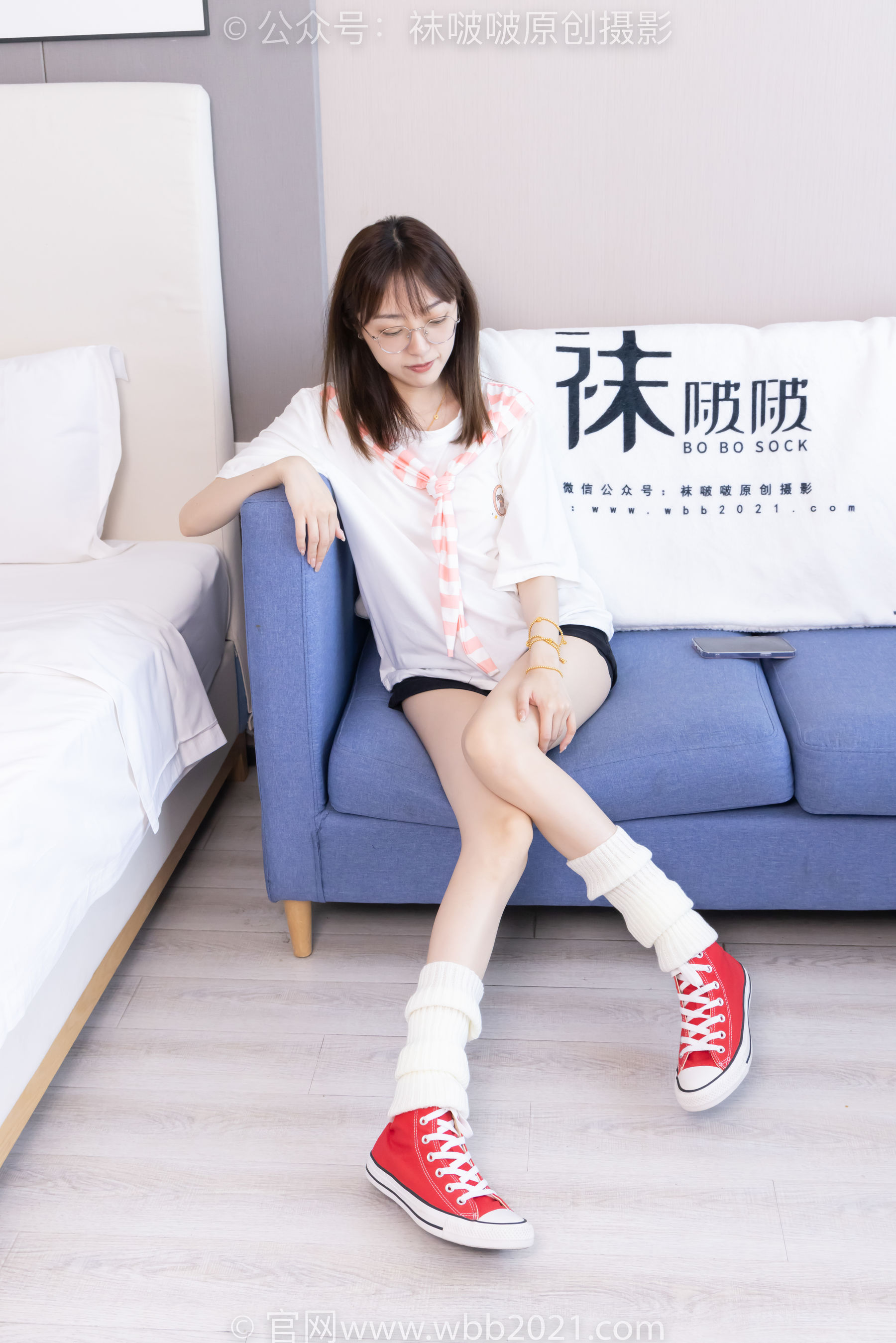 BoBoSocks袜啵啵 No.527 稚予 - 帆布鞋、堆堆袜套、白棉袜/(140P)