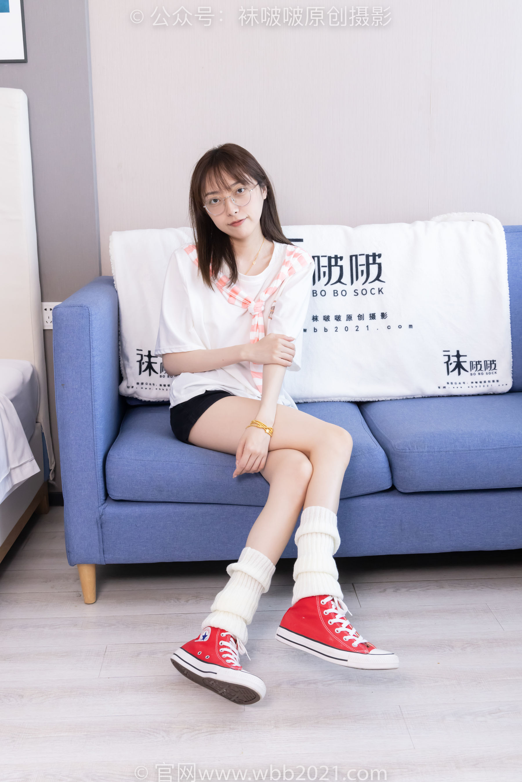 BoBoSocks袜啵啵 No.527 稚予 - 帆布鞋、堆堆袜套、白棉袜/(140P)