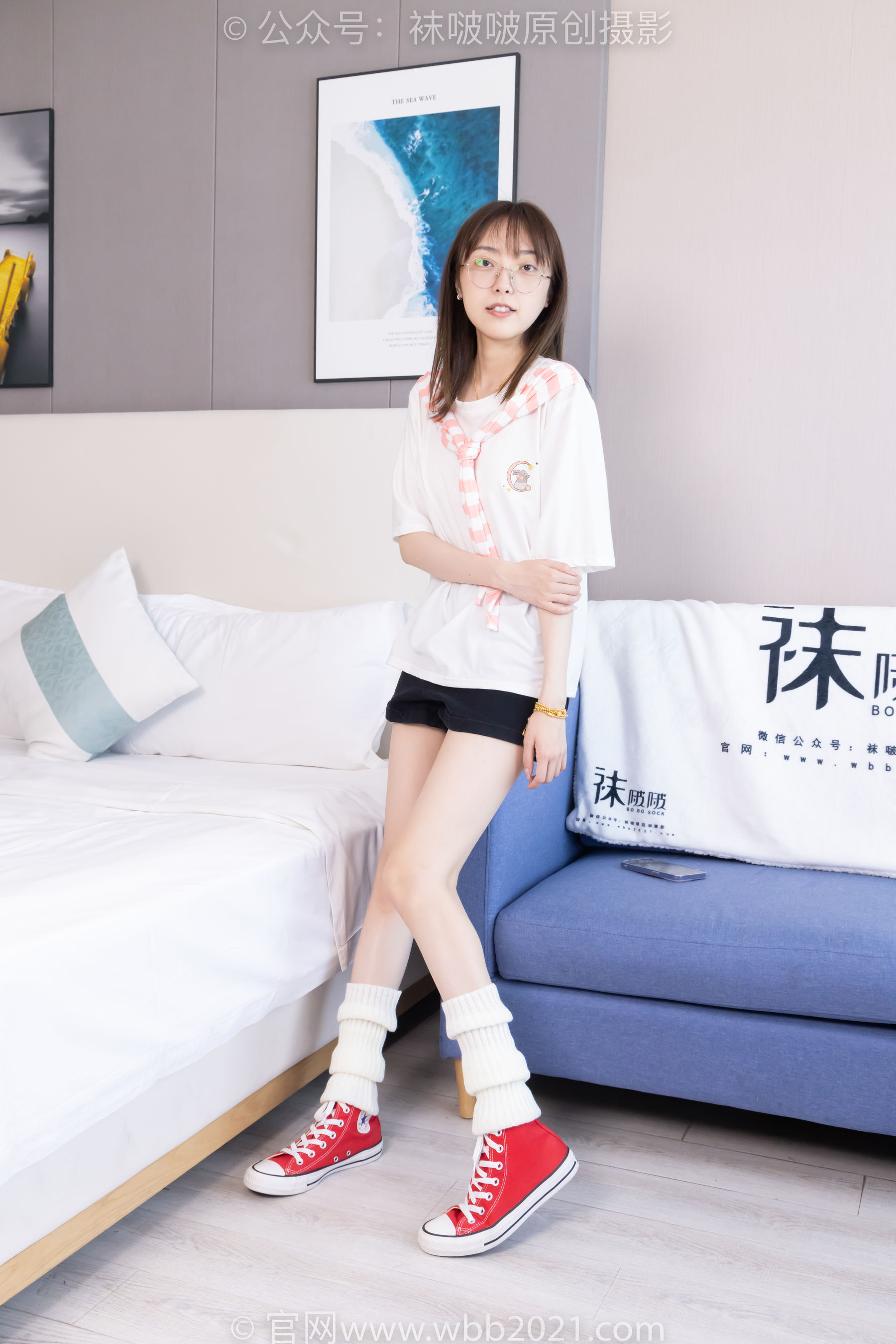 BoBoSocks袜啵啵 No.527 稚予 - 帆布鞋、堆堆袜套、白棉袜/(140P)