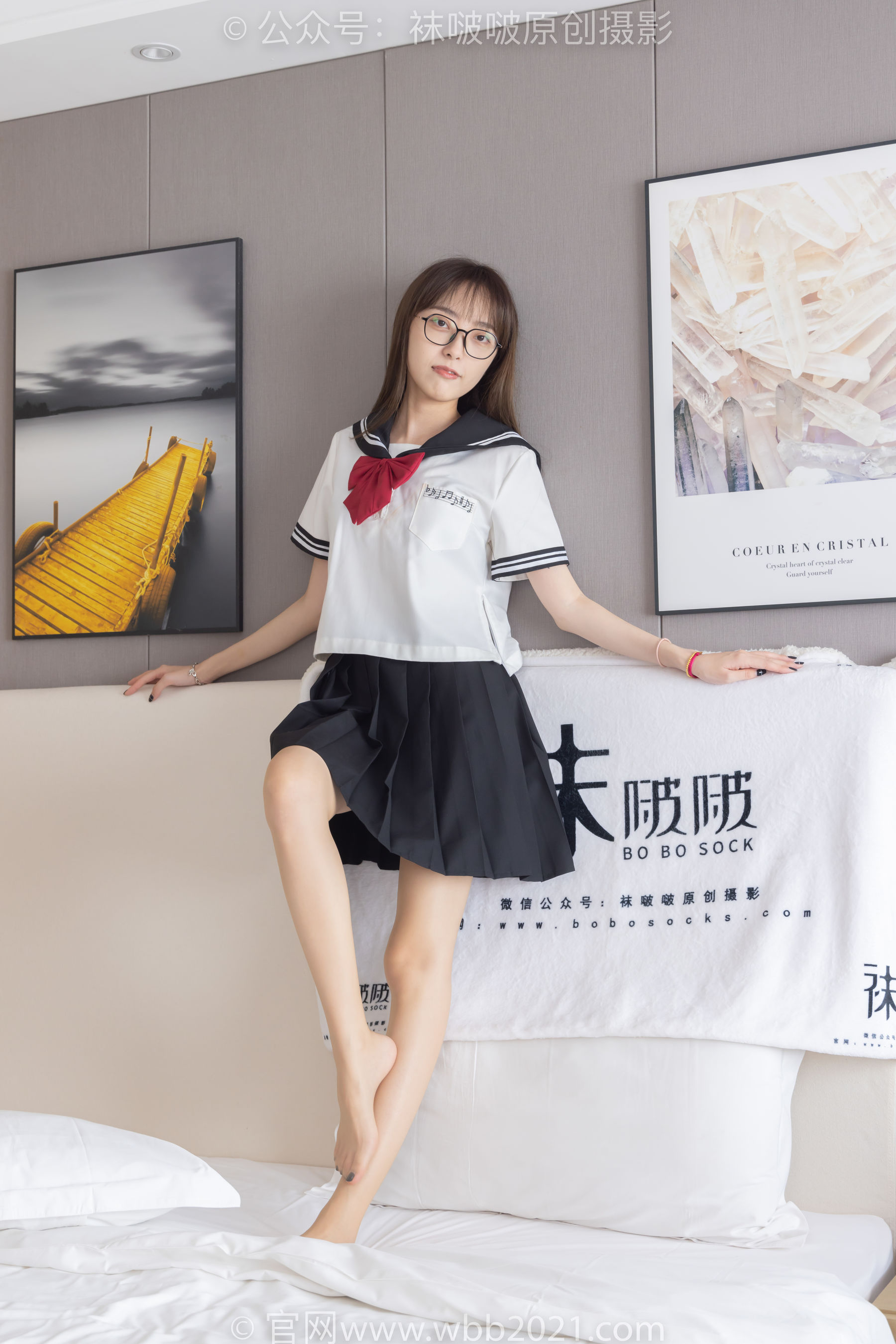 BoBoSocks袜啵啵 No.530 稚予 - 皮鞋、高跟鞋、深蓝色小腿棉袜、油亮白丝油亮肉丝、jk制服/(145P)